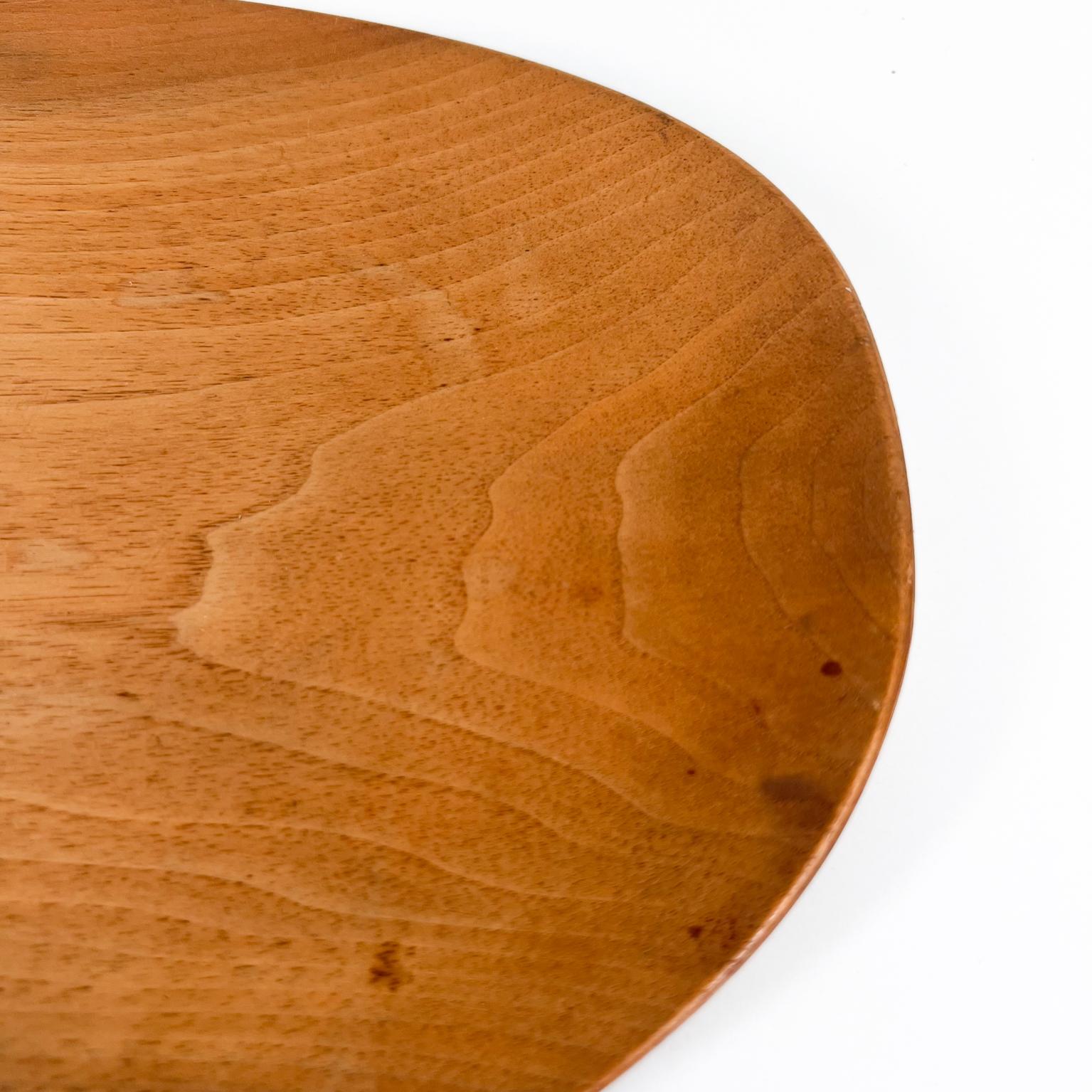 1960s Sculptural Oval Platter Cherry Wood Plate Serving Tray 2