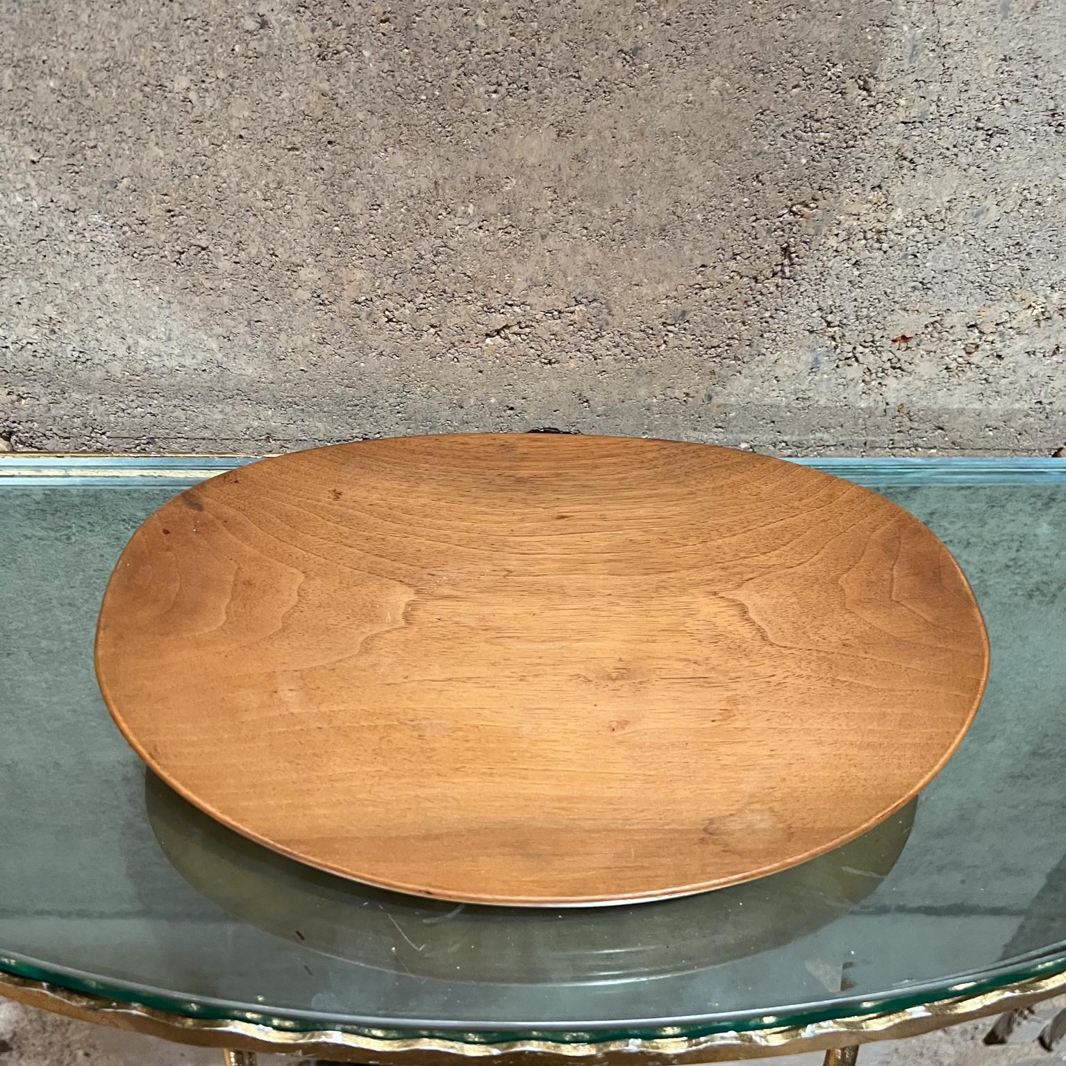 Mid-Century Modern 1960s Sculptural Oval Platter Solid Wood Plate Serving Tray For Sale