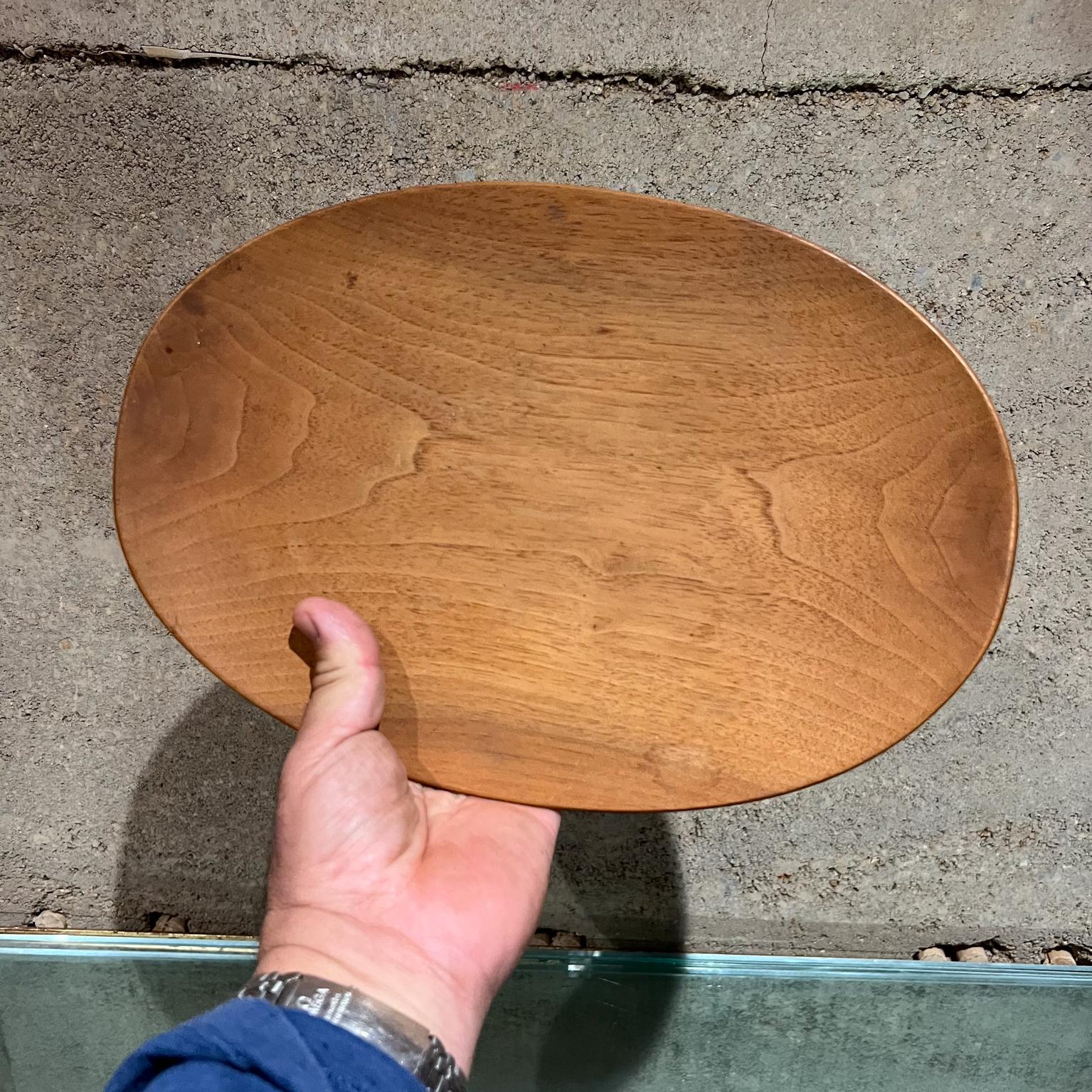 Mid-20th Century 1960s Sculptural Oval Platter Solid Wood Plate Serving Tray For Sale