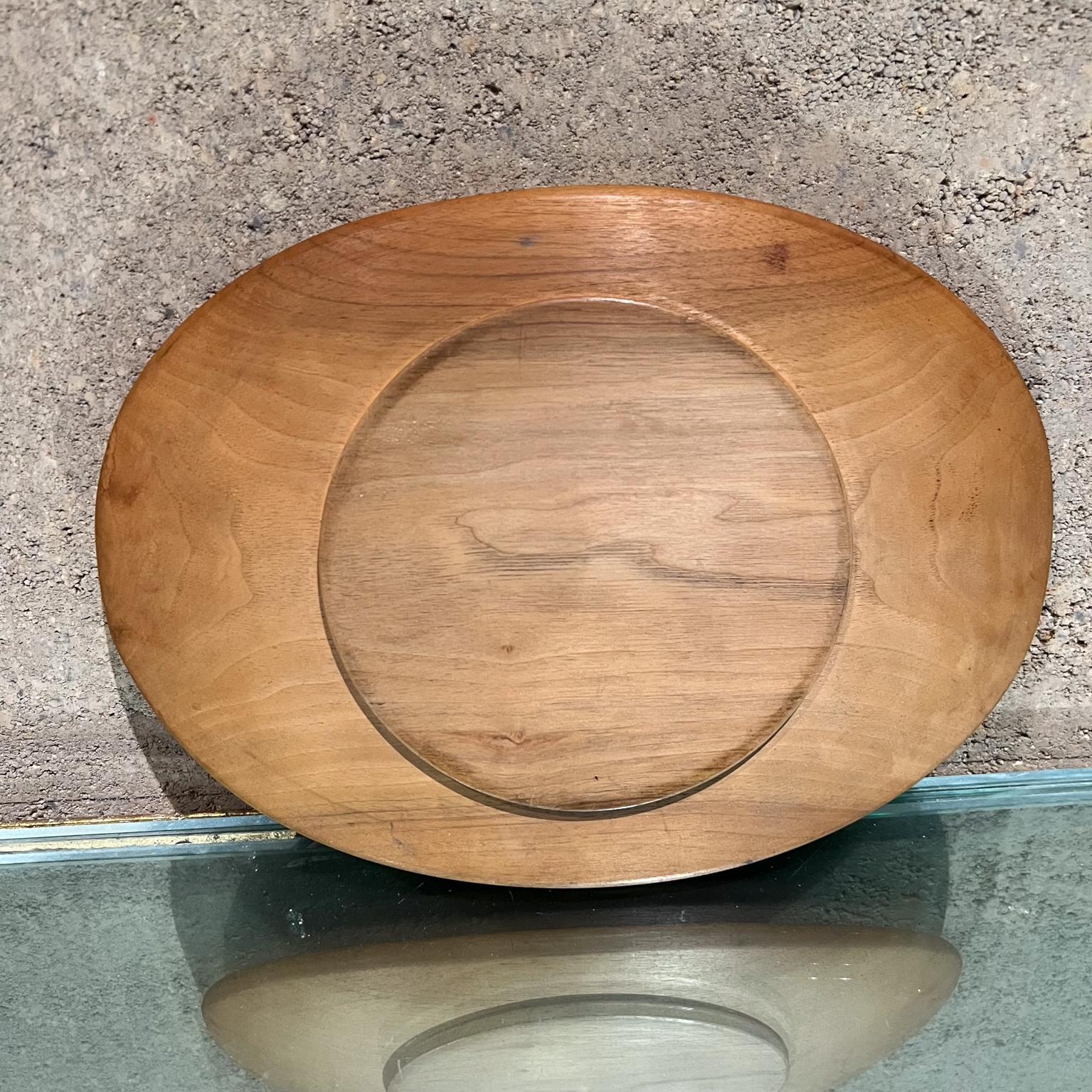 1960s Sculptural Oval Platter Solid Wood Plate Serving Tray For Sale 2