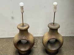 Coppia scultorea di lampade in gres danese del Mid-Century Modern degli anni '60