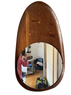 1960's Sculptural pearwood wall mirror