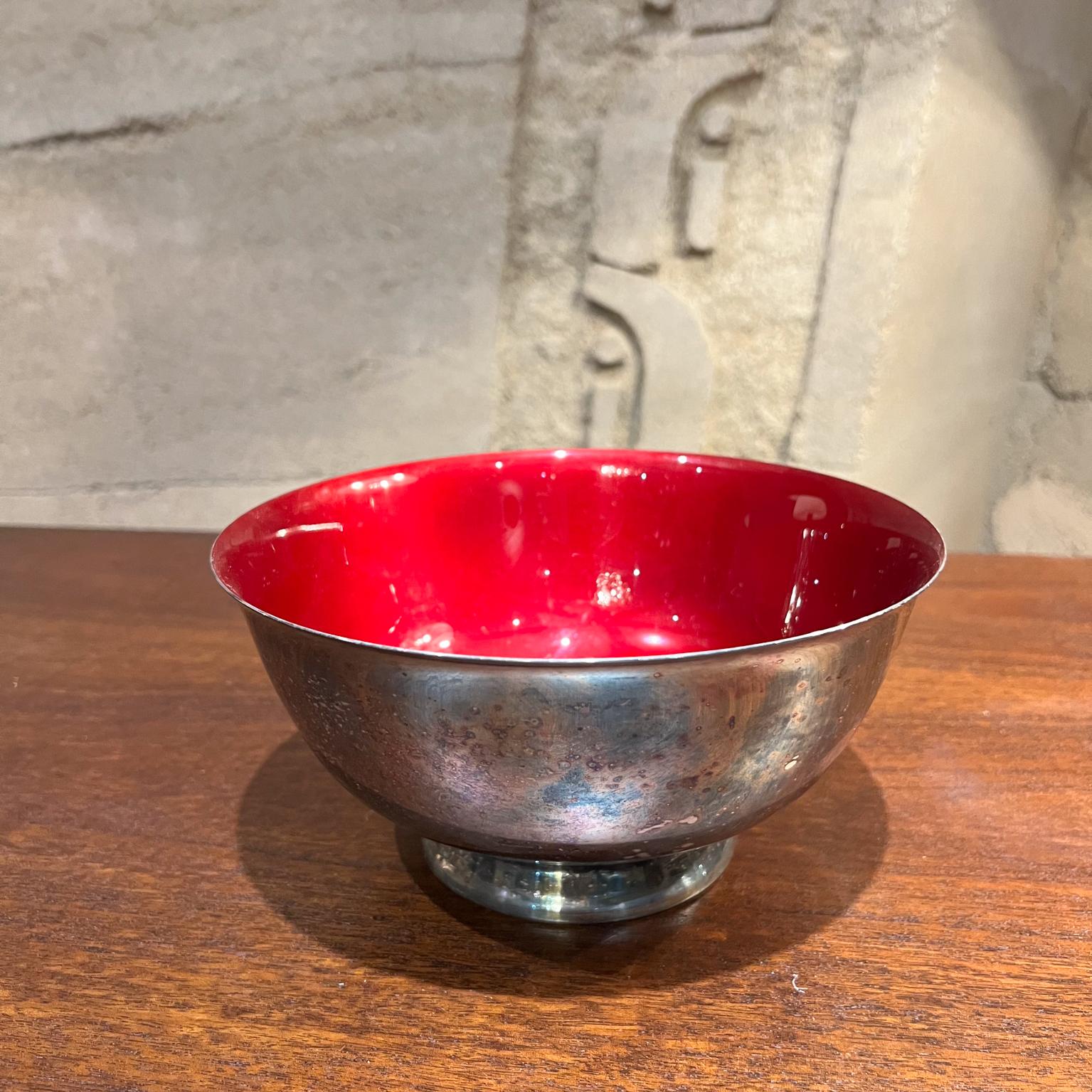 1960s Sculptural Red Enamel Bowl Reed & Barton by John Prip For Sale 6