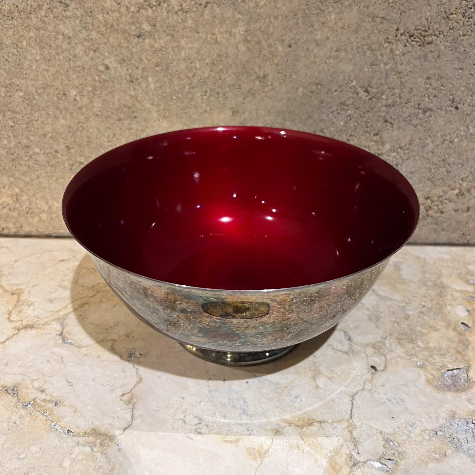 Mid-Century Modern 1960s Sculptural Red Enamel Bowl Reed & Barton by John Prip For Sale