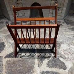 1960s Sculptural Solid Teak Wood Magazine Rack Modern Denmark