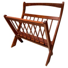 Sculptural Teakwood Folding Magazine Rack in Jens Quistgaard Style, 1960s