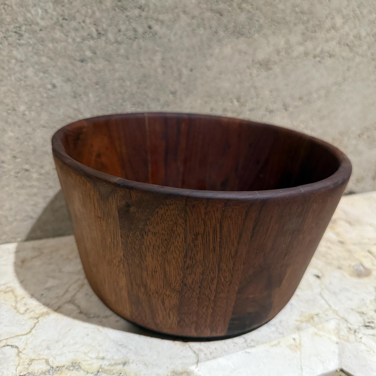 1960s Sculptural Staved Solid Walnut Wood Bowl For Sale 5