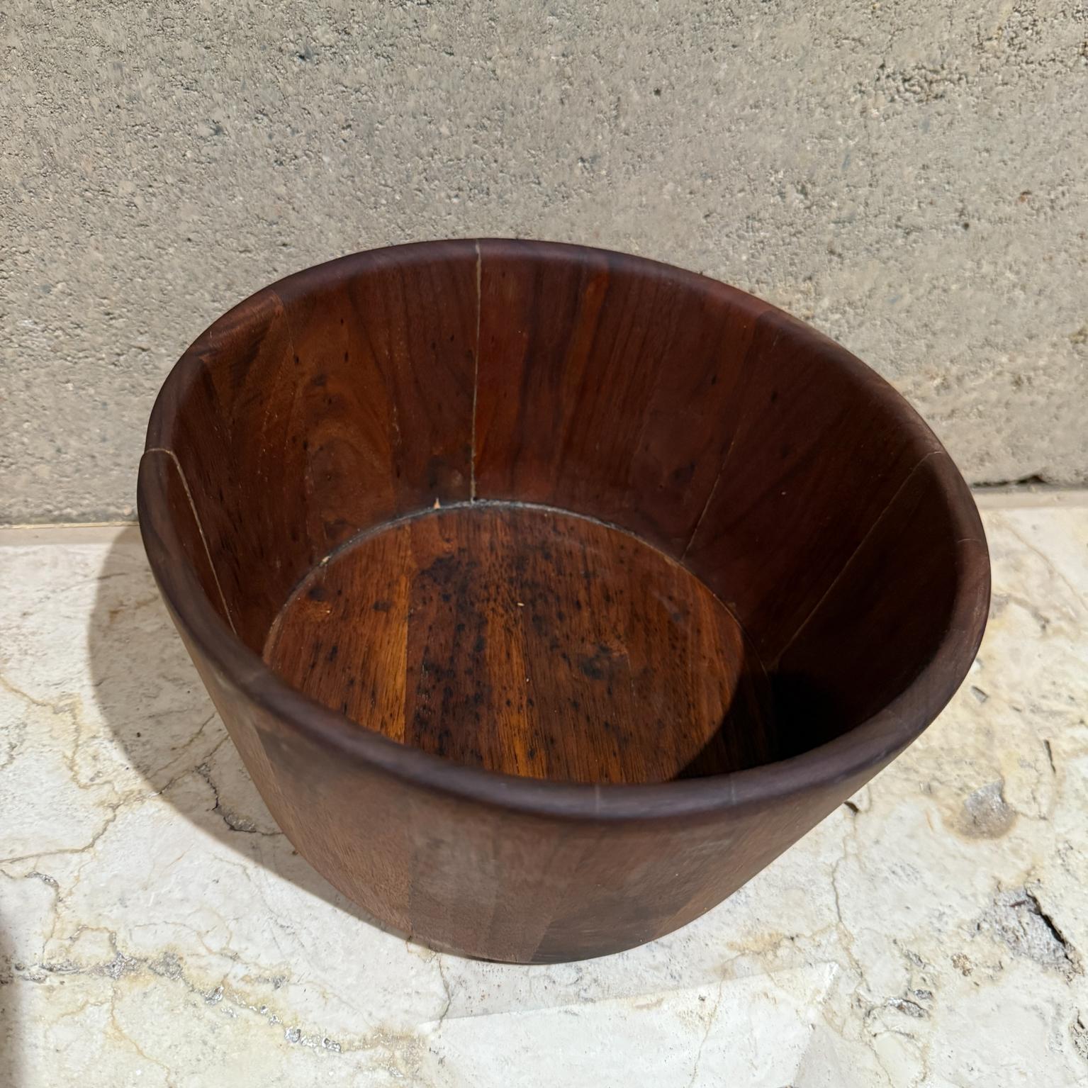 1960s Sculptural Staved Solid Walnut Wood Bowl For Sale 6