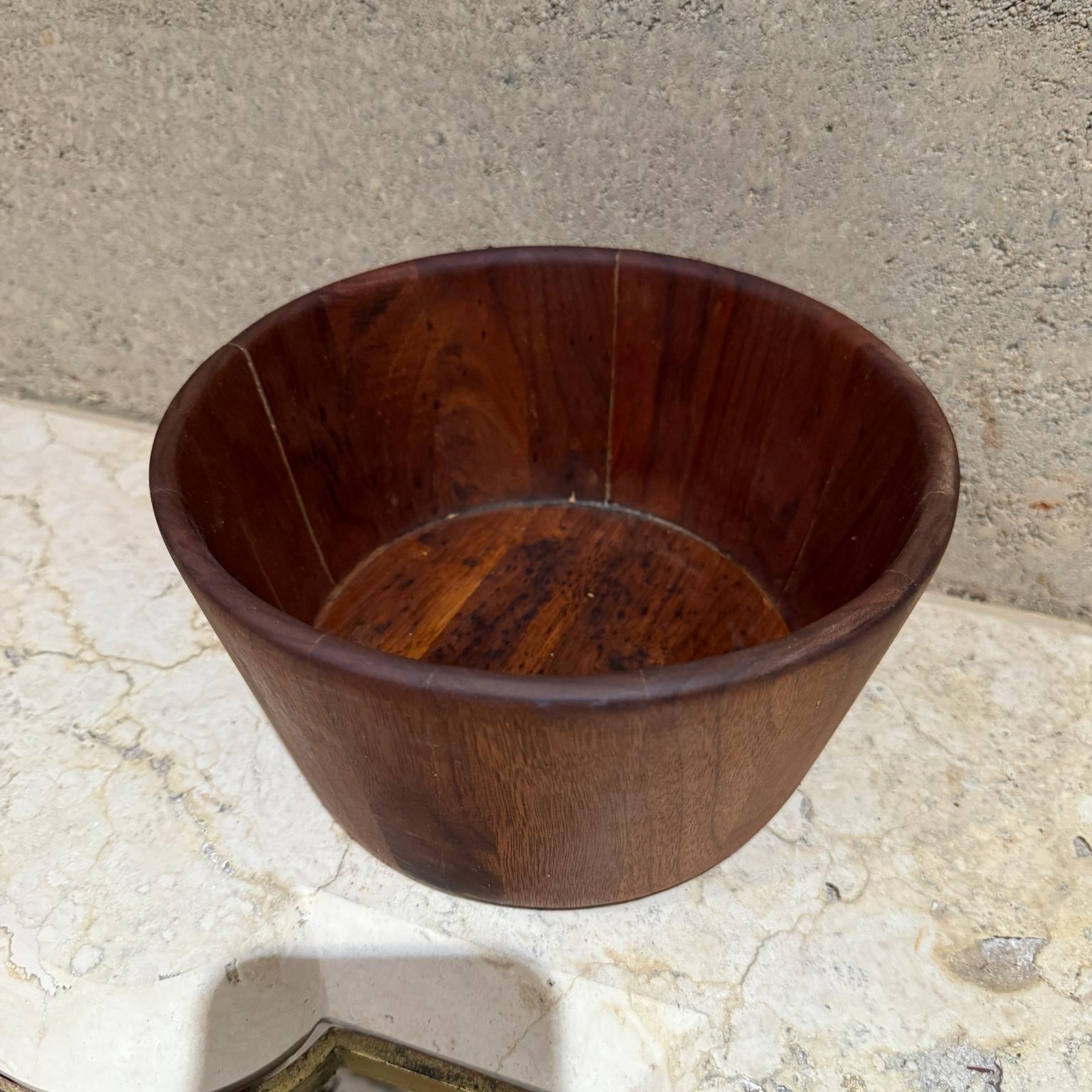 1960s Sculptural Staved Solid Walnut Wood Bowl For Sale 7