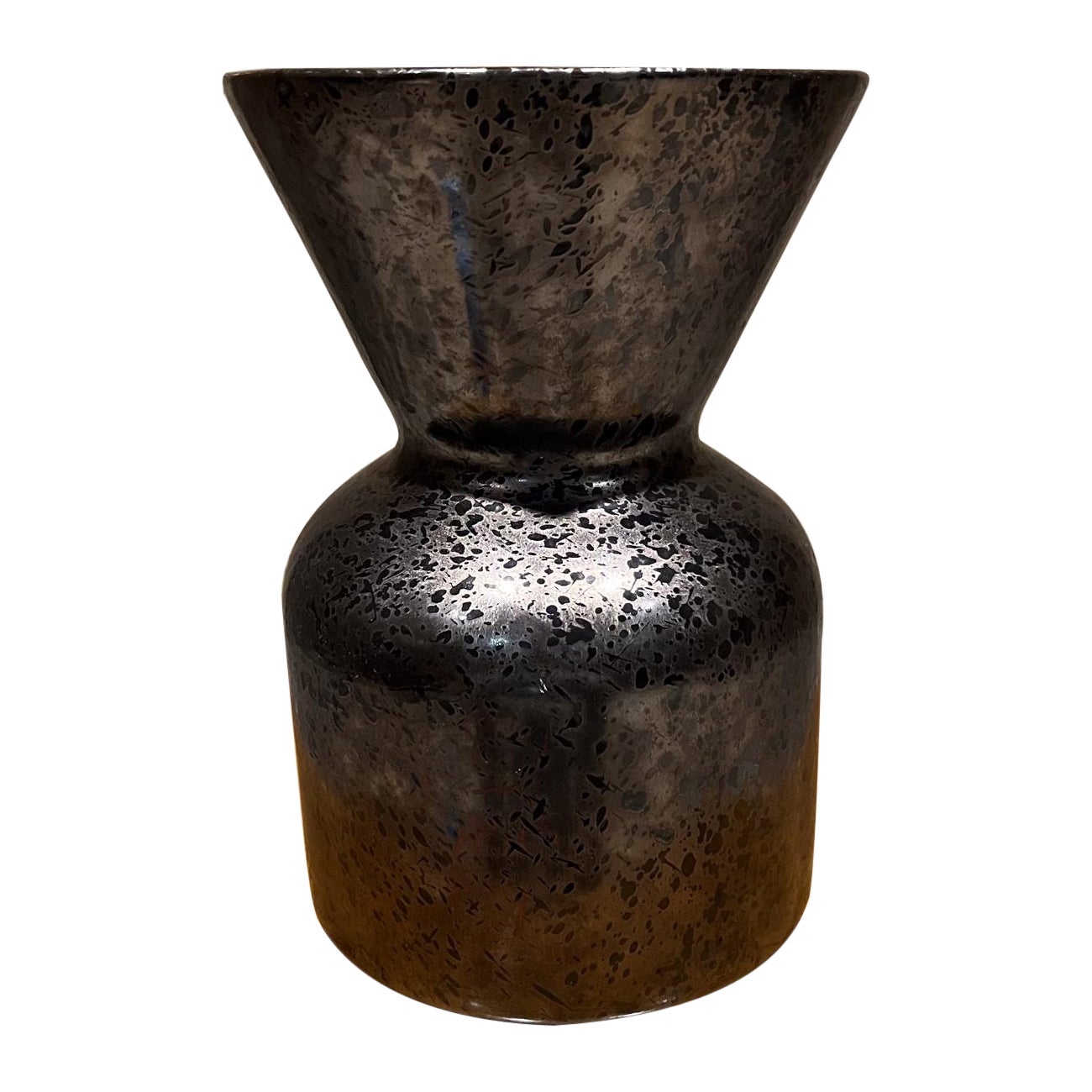 1960s Sculptural Tapered Planter Speckled Brown For Sale