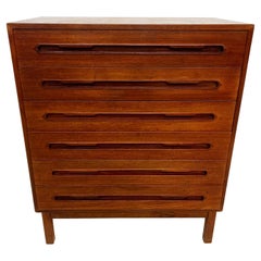 1960s Sculptural Teak Highboy Dresser Mid-Century Modern Tall Legs