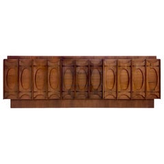 1960s Sculptural Walnut Brutalist Credenza, Dresser, or Buffet- Paul Evans Style