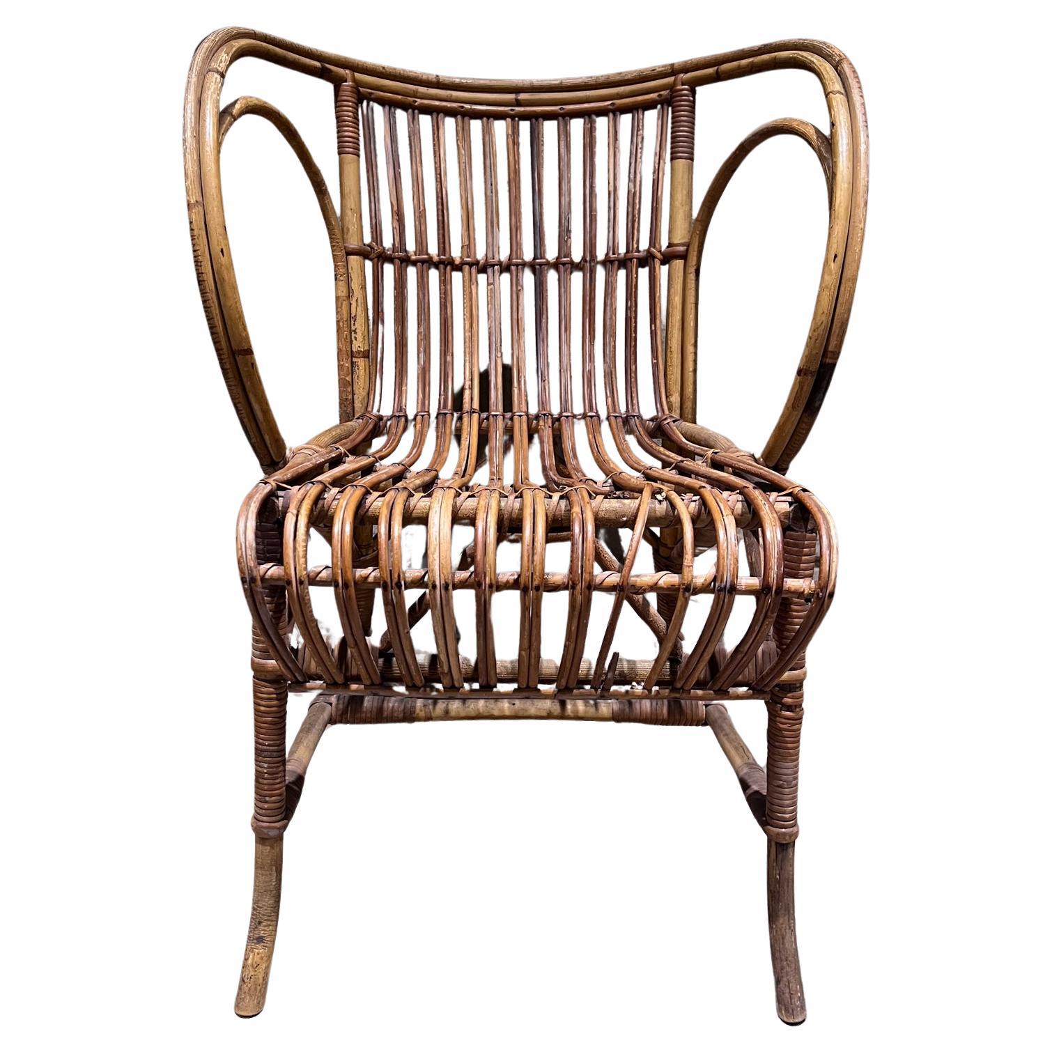 1960s Robert Wengler Sculptural Wicker Lounge Chair Denmark