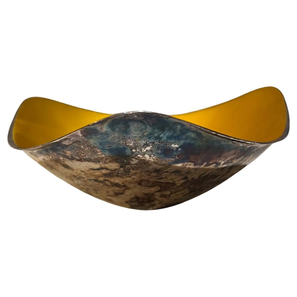 1960s Sculptural Yellow Dish Reed & Barton by John Prip
