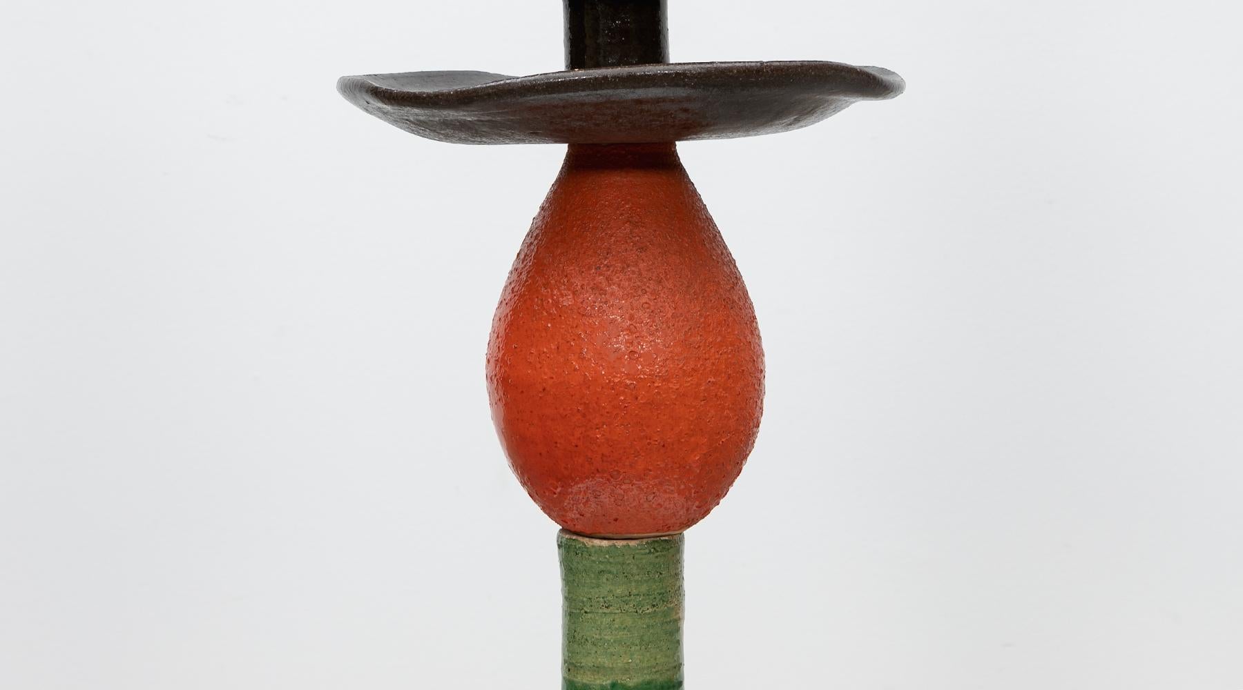 Glass 1960s Sculpture in Ceramic and Iron Made in Germany