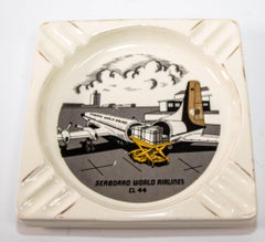 1960s " Seaboard World Airlines CL44" Advertising Ashtray By Salem Ceramic.