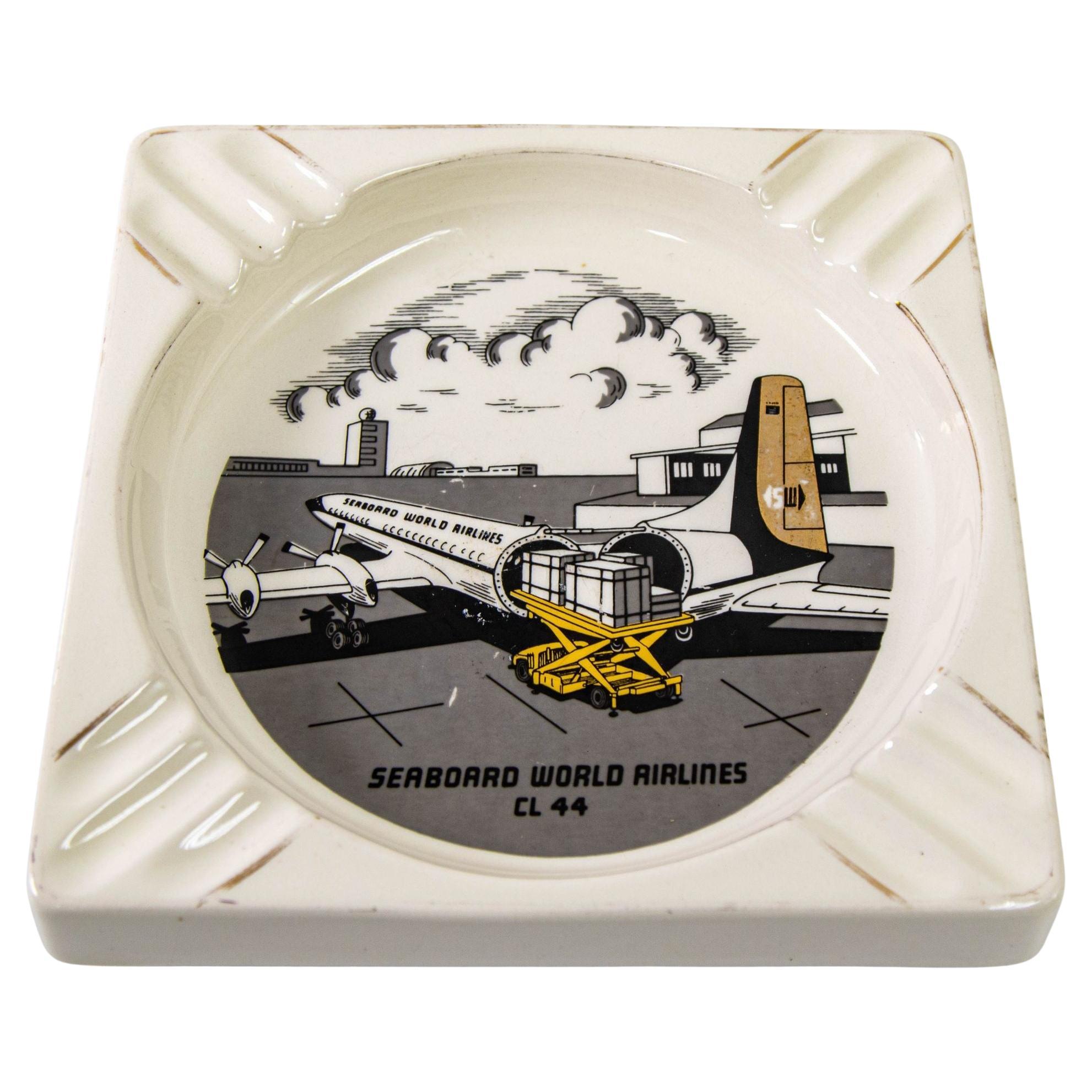1960s " Seaboard World Airlines CL44" Advertising Ashtray By Salem Ceramic. For Sale