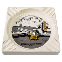 Used 1960s " Seaboard World Airlines CL44" Advertising Ashtray By Salem Ceramic.