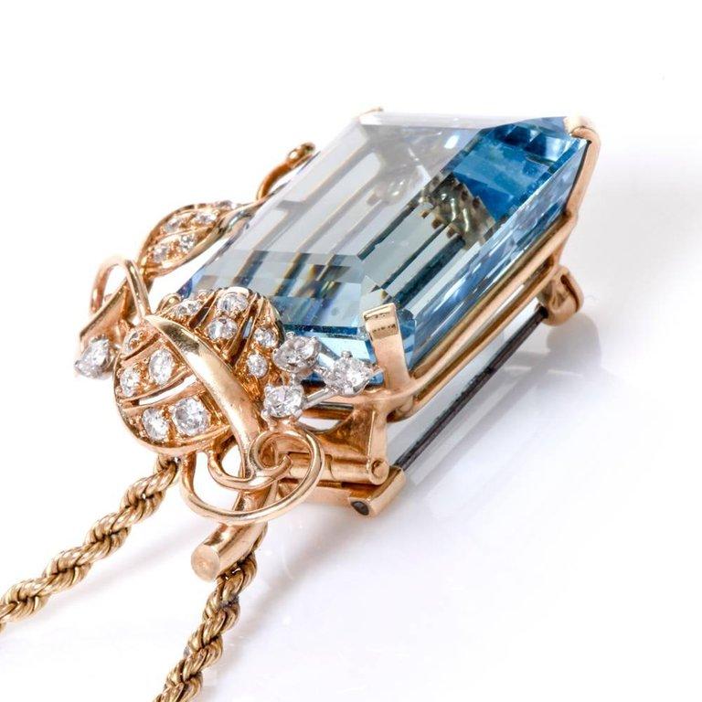 1960er Jahre Seaman Schepps GIA Aquamarin Diamant 18 Karat Gold Brosche Anstecknadel im Angebot 3