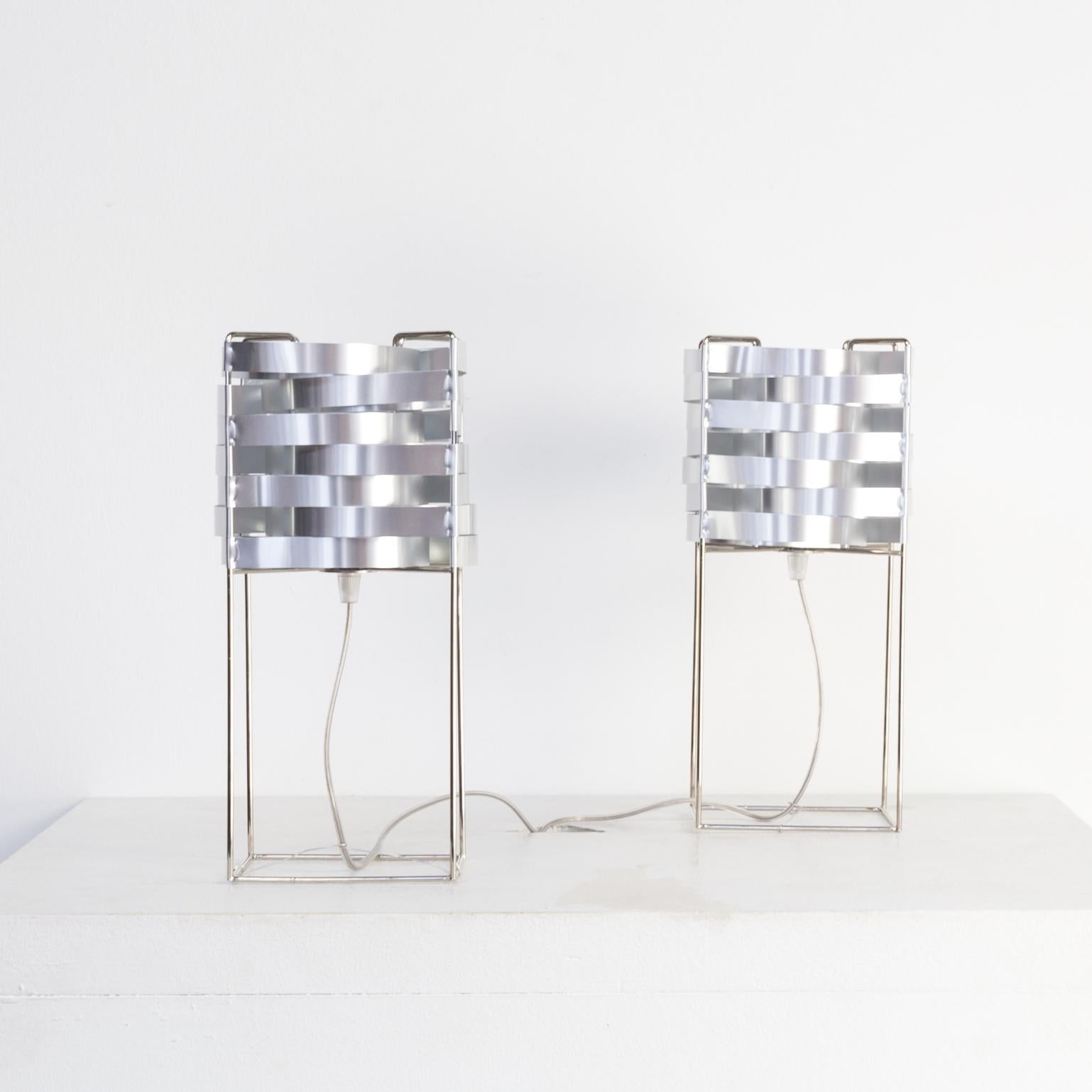 Aluminum 1960s Sebastien Sauze ‘Ganymede’ Table Lamp for Max Sauze Set of 2 For Sale