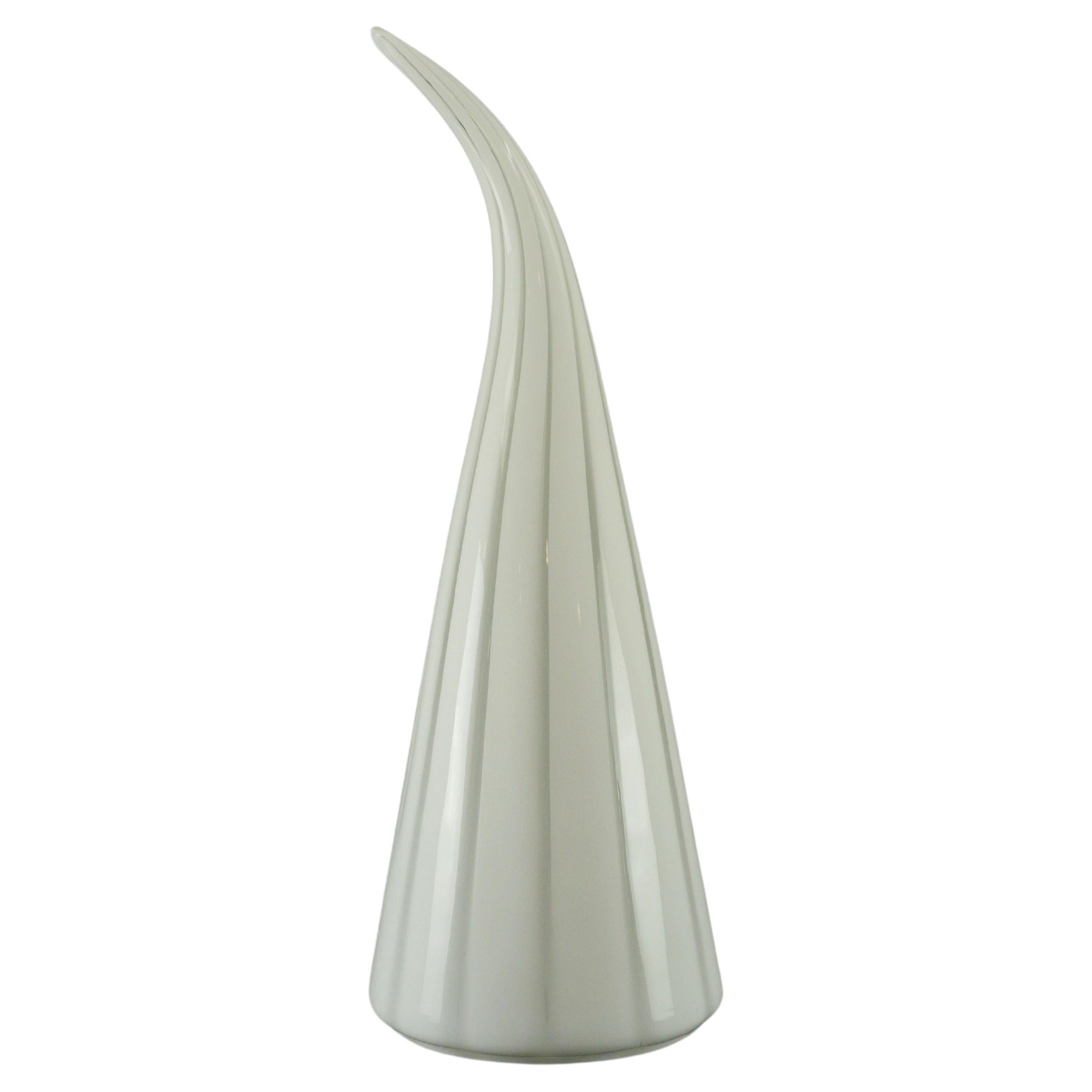 1960s Seguso Milky White Swirl Murano Glass Table Lamp