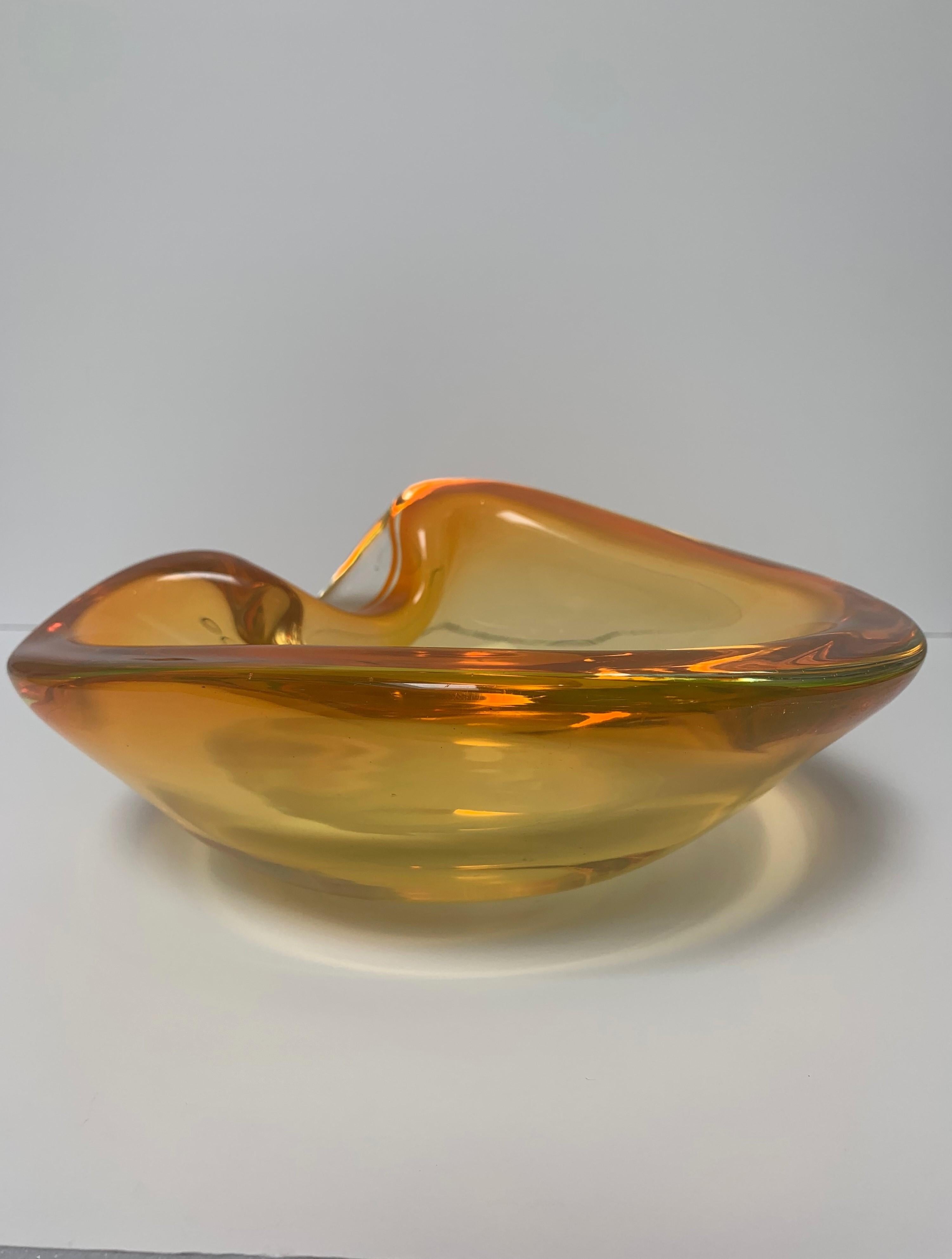 Art Deco 1960s Seguso Murano Bowl, Iridescent Orange