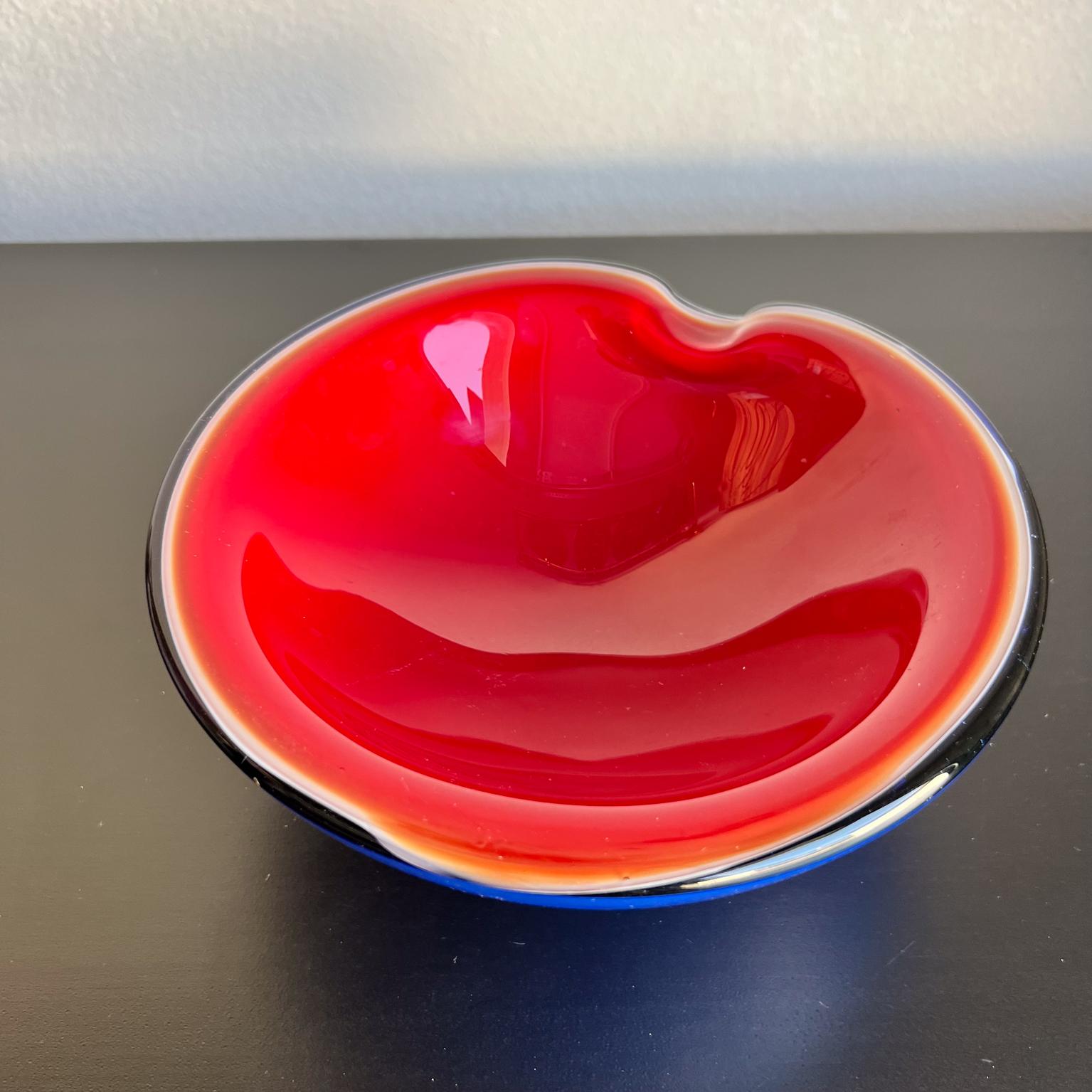1960 Seguso Murano Posacenere Blu Rosso Arte in vendita 4