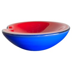 1960s Seguso Murano Sommerso Cenicero Azul Rojo Arte