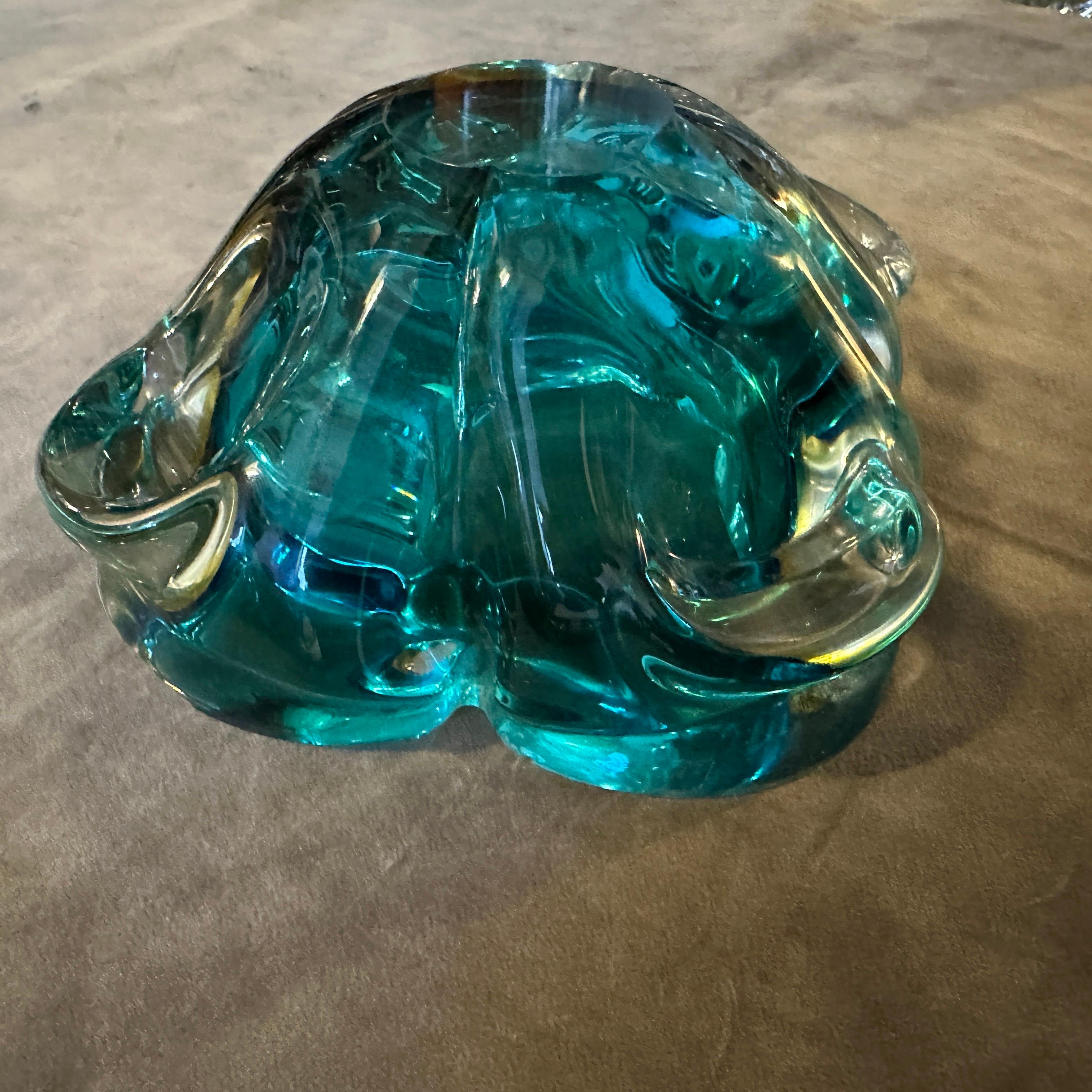 Cenicero Grande de Cristal de Murano Verde y Amarillo Estilo Seguso Moderno de los Años 60 en venta 7