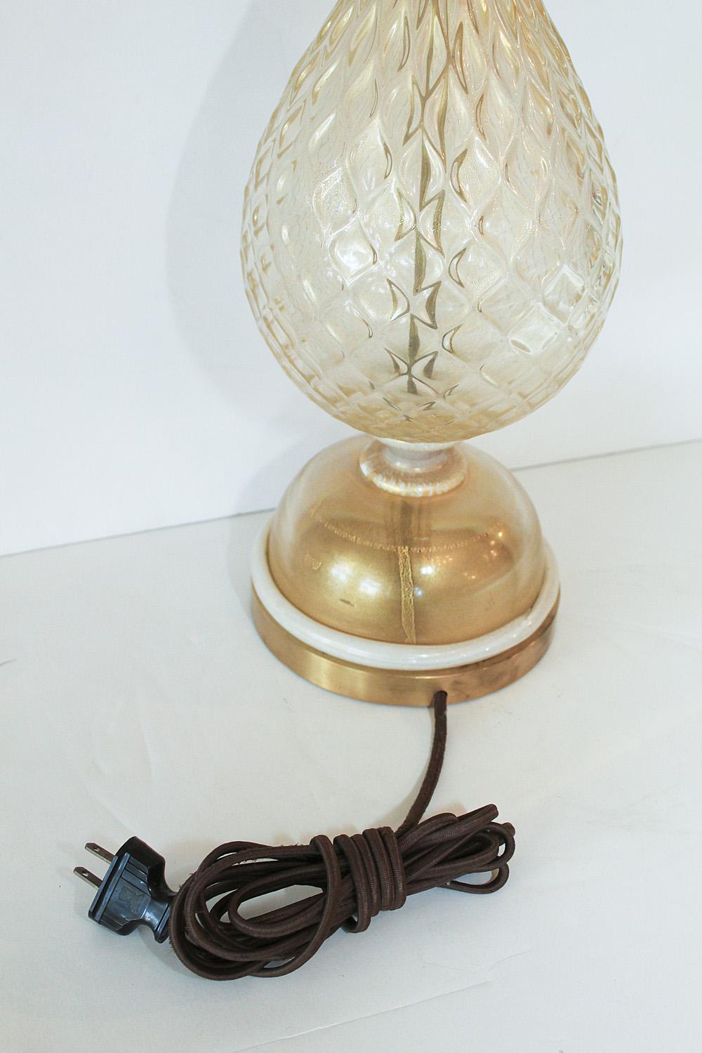 1960er Seguso Ananaslampe aus weißem und klarem, goldbestäubtem Murano-Glas im Angebot 4