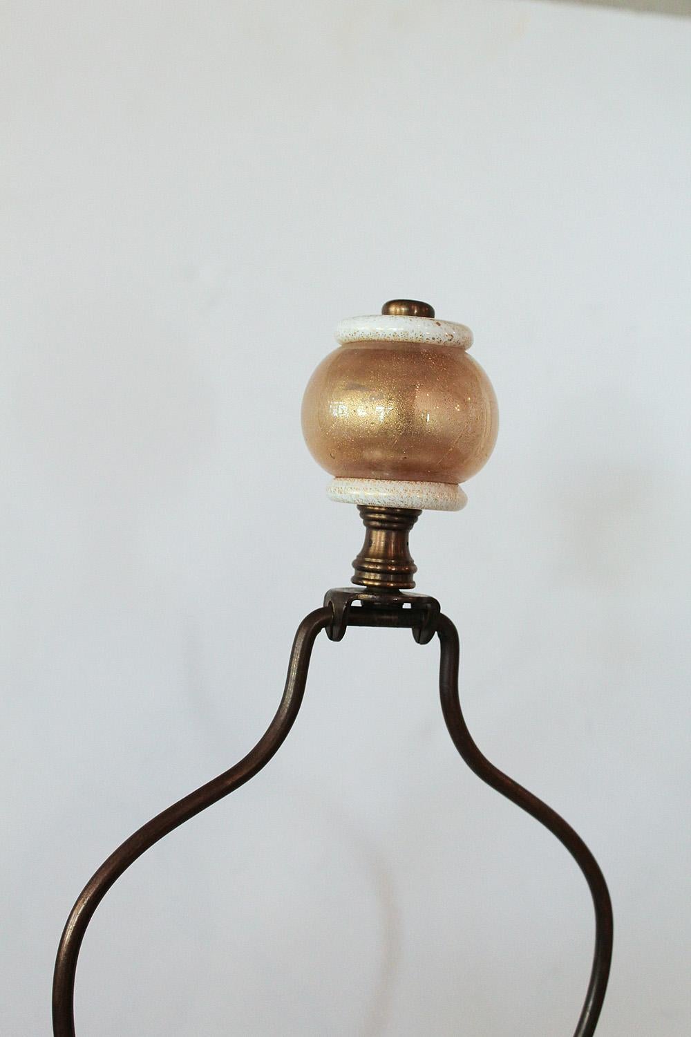 1960er Seguso Ananaslampe aus weißem und klarem, goldbestäubtem Murano-Glas (Hollywood Regency) im Angebot