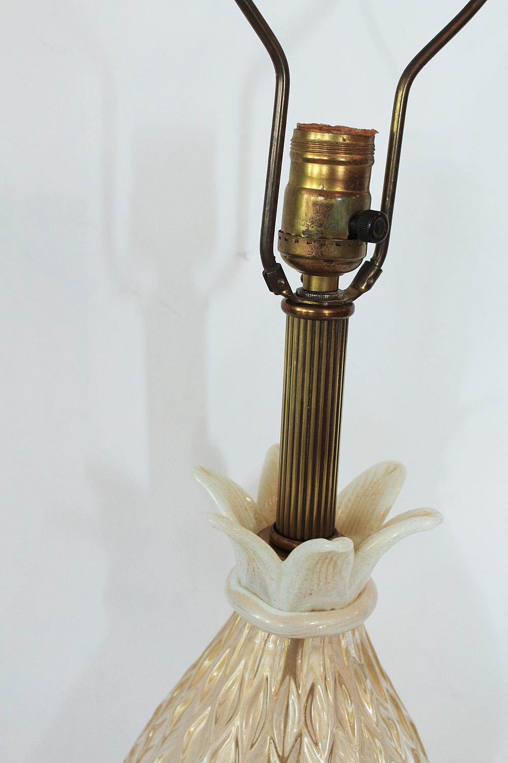 1960er Seguso Ananaslampe aus weißem und klarem, goldbestäubtem Murano-Glas (Italienisch) im Angebot