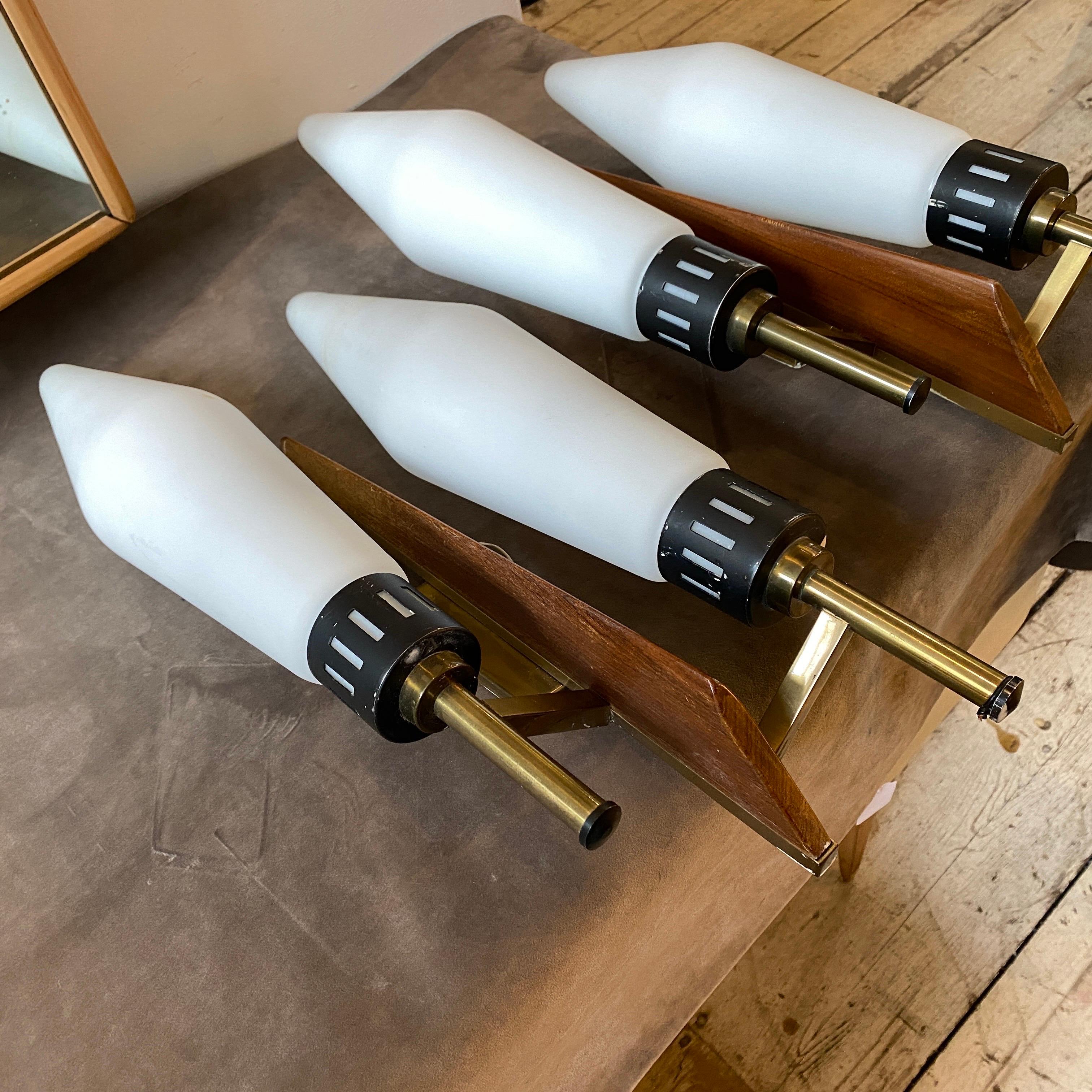 Brass 1960s Set of Two Mid-Century Modern Huge Wall Sconces in the Style of Arredoluce For Sale