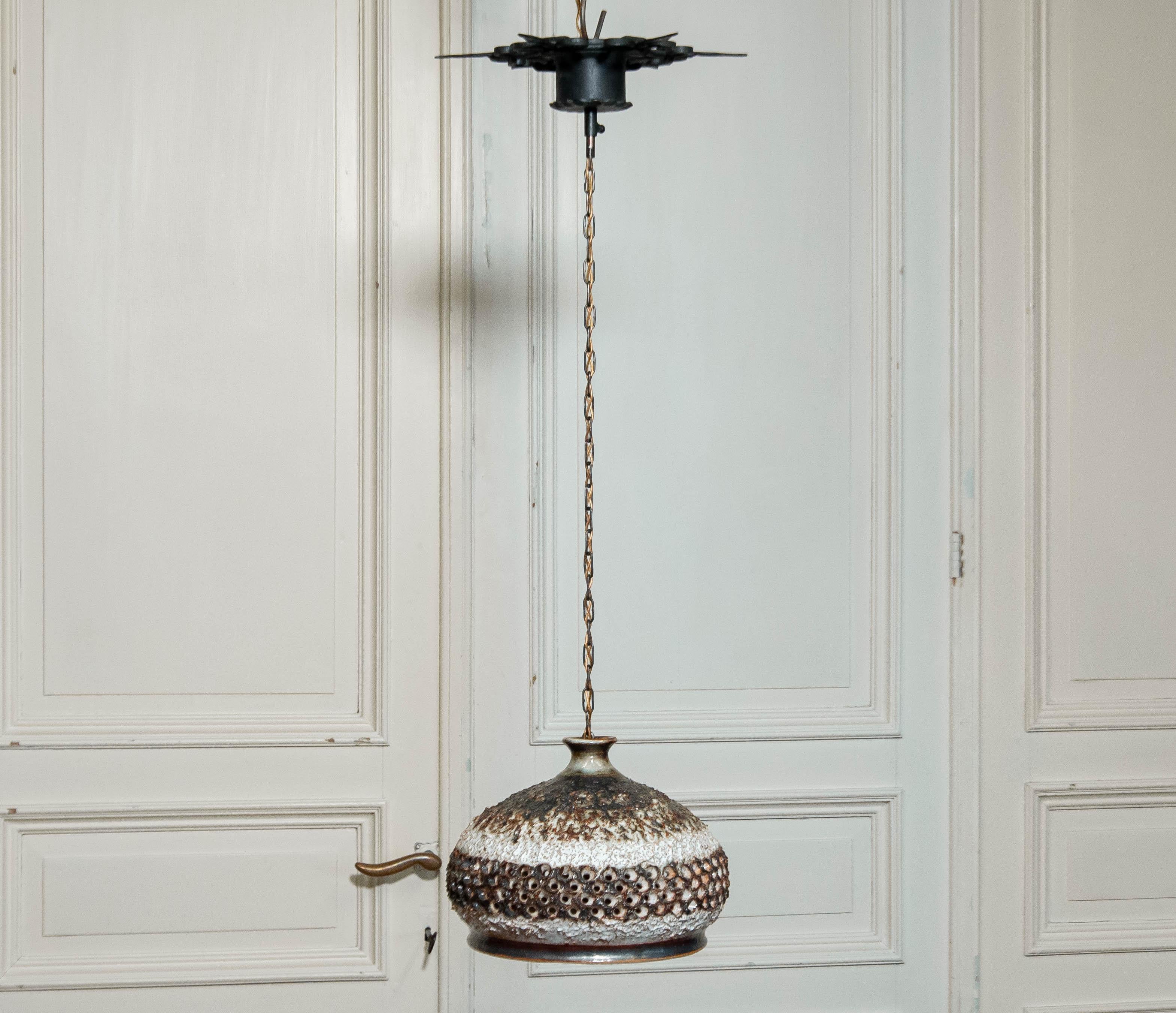 Lampada a sospensione brutalista in ceramica Sejer del 1960 - Fabbrica Sejer in vendita 1