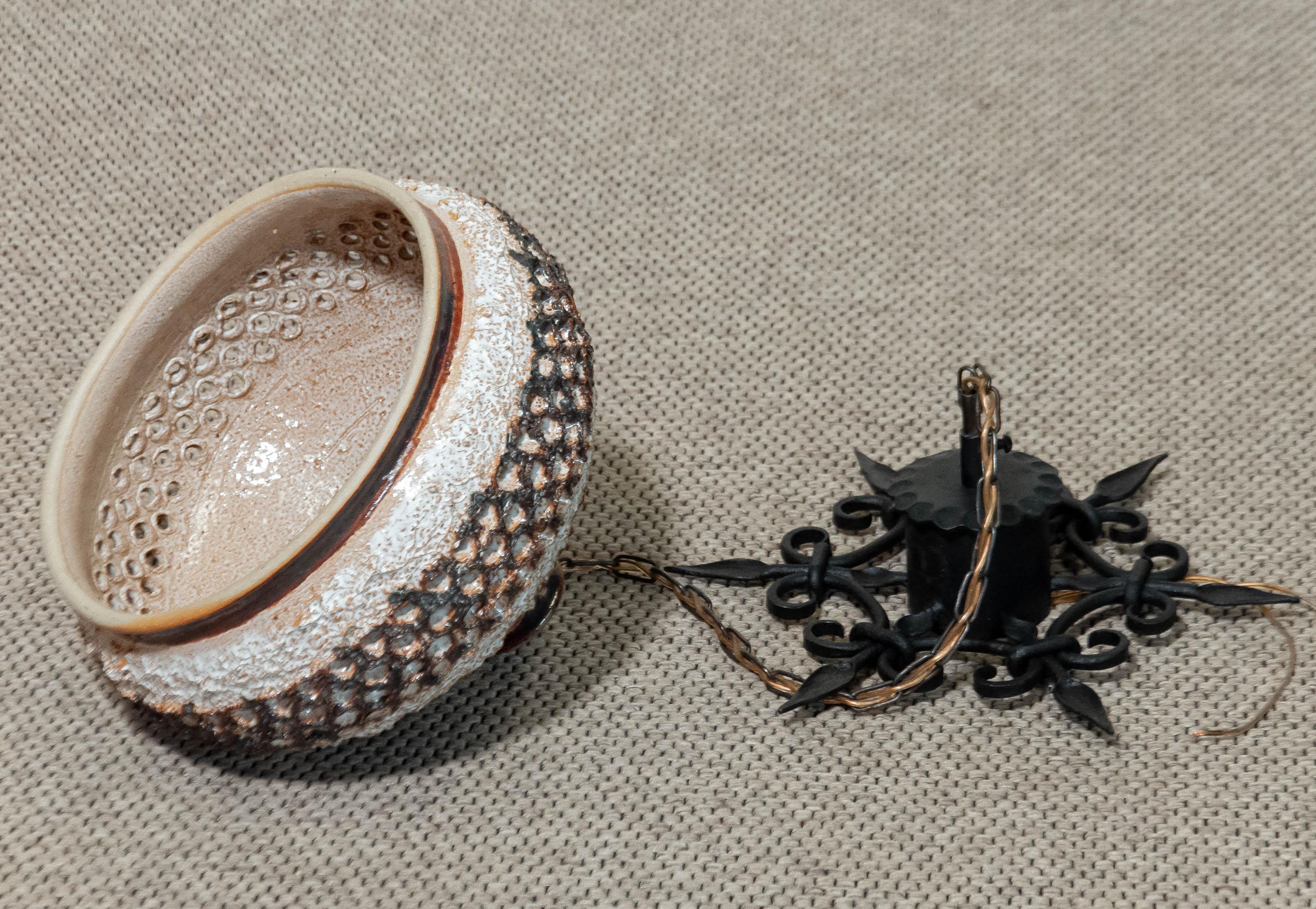 Lampada a sospensione brutalista in ceramica Sejer del 1960 - Fabbrica Sejer in vendita 2
