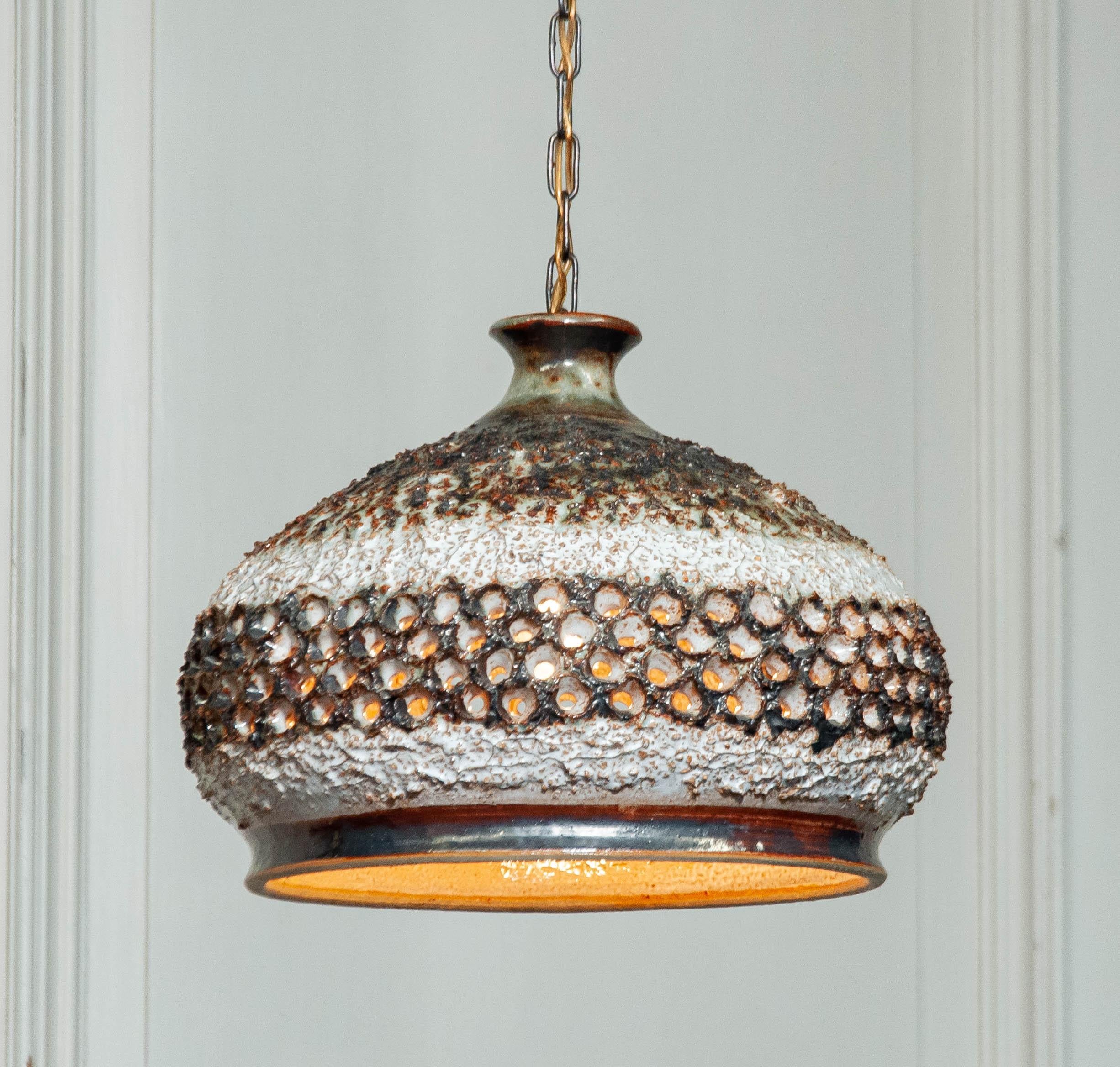 Lampada a sospensione brutalista in ceramica Sejer del 1960 - Fabbrica Sejer in vendita 3