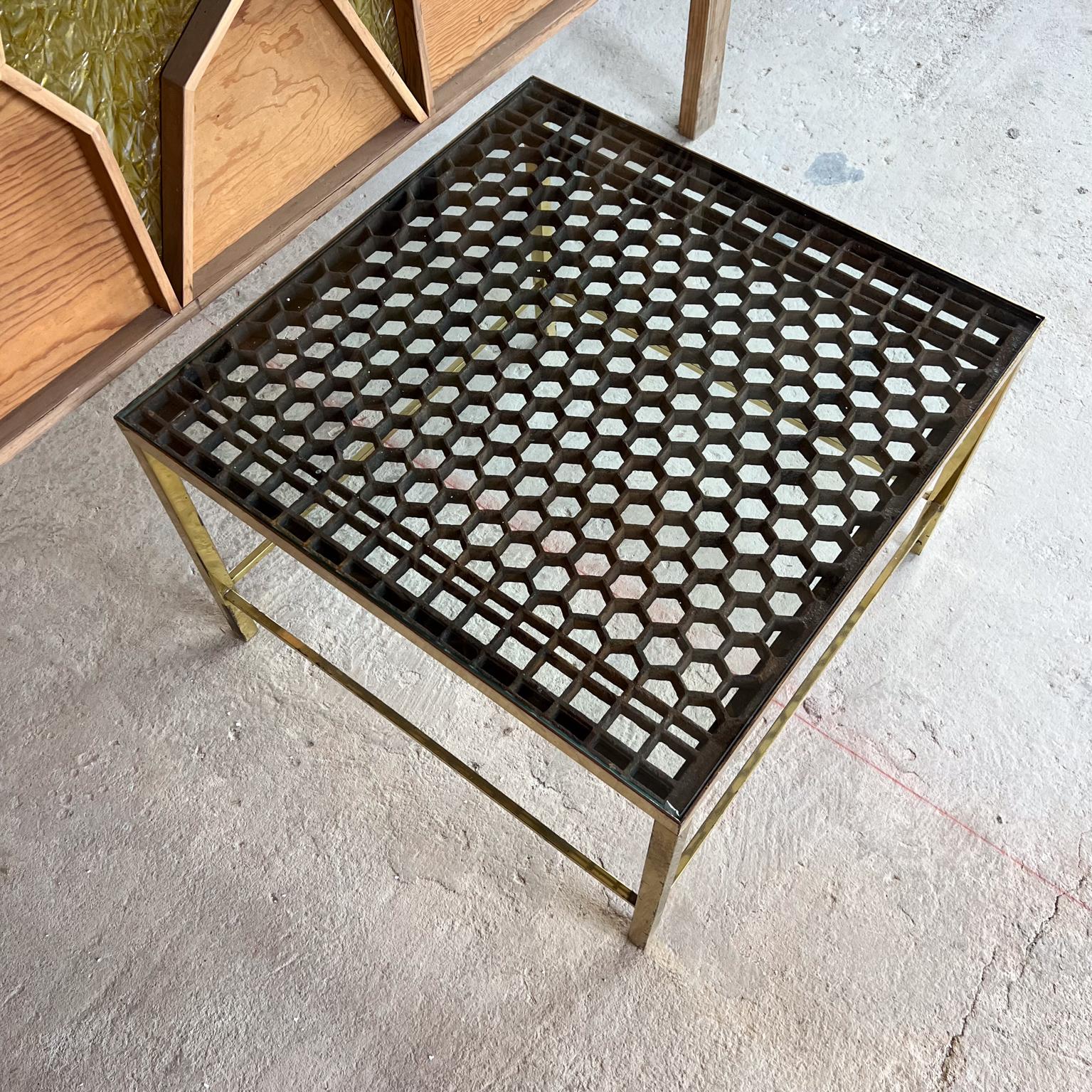 1960s Sensational Custom Side Table Brass and Iron Grate For Sale 1