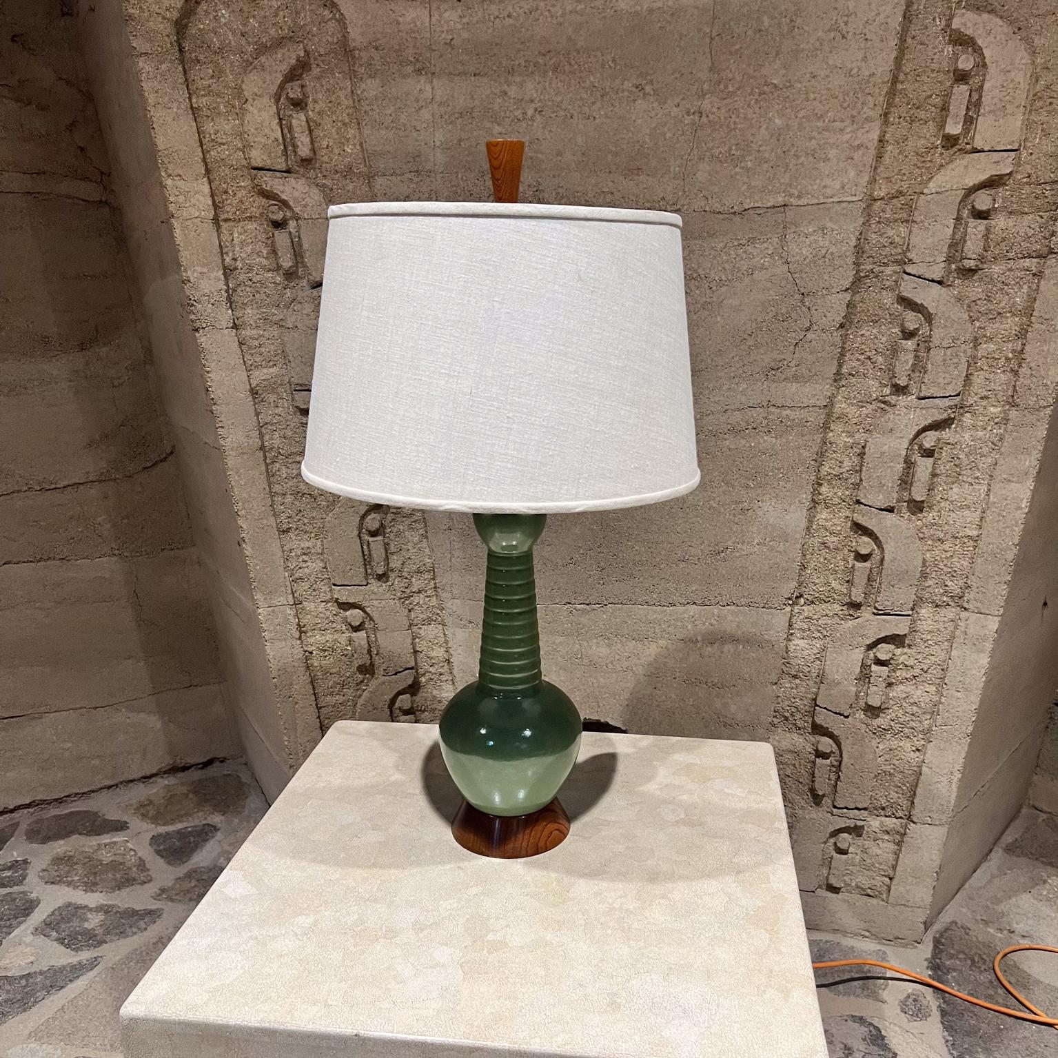 1960s Sensational Modern Green Table Lamp Pair Ceramic In Good Condition In Chula Vista, CA