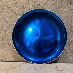 1960 Sensazionale piatto blu scandinavo smaltato su alluminio Norvegia