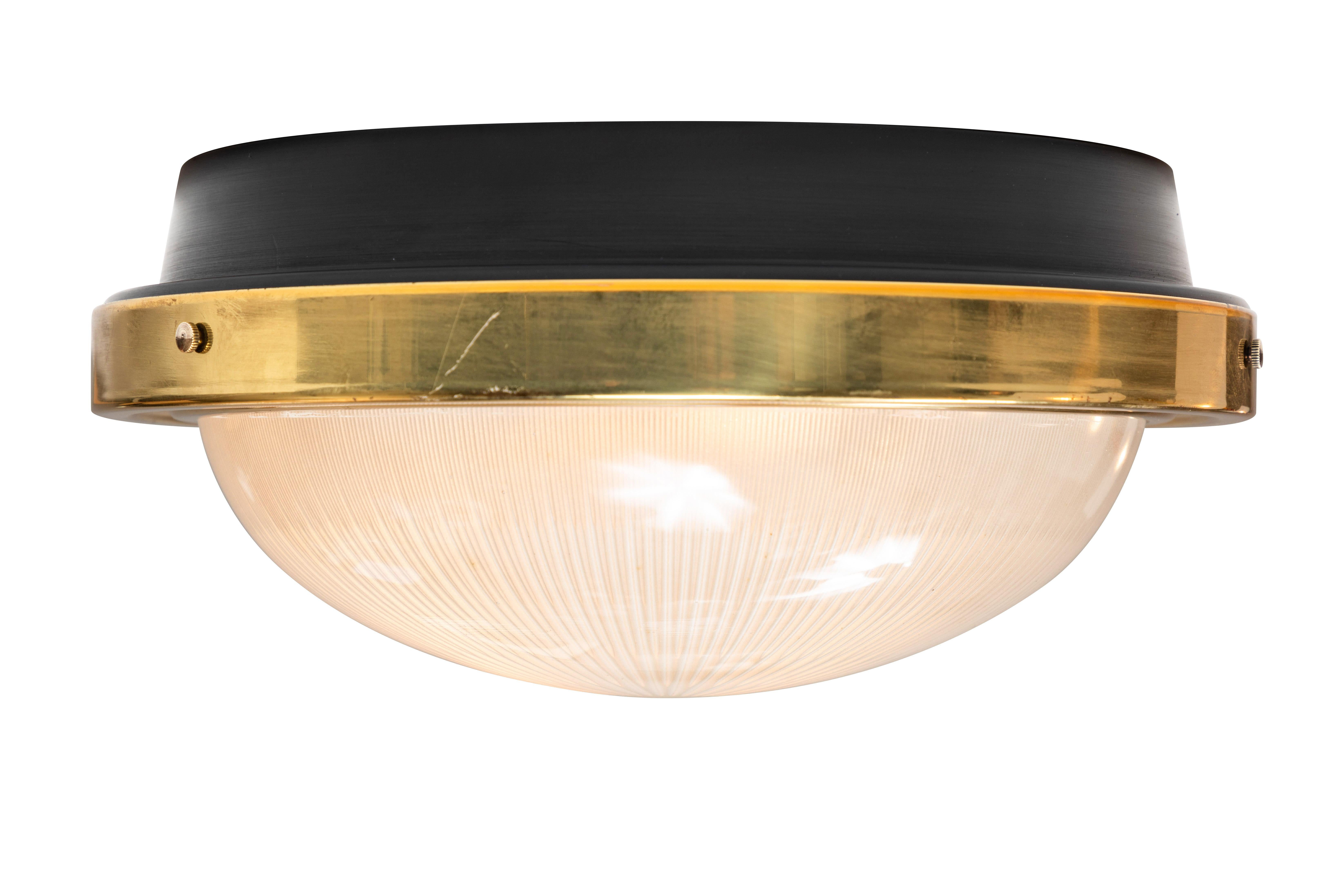 Mid-Century Modern 1960s Sergio Mazza Brass and Glass Wall or Ceiling Light for Artemide