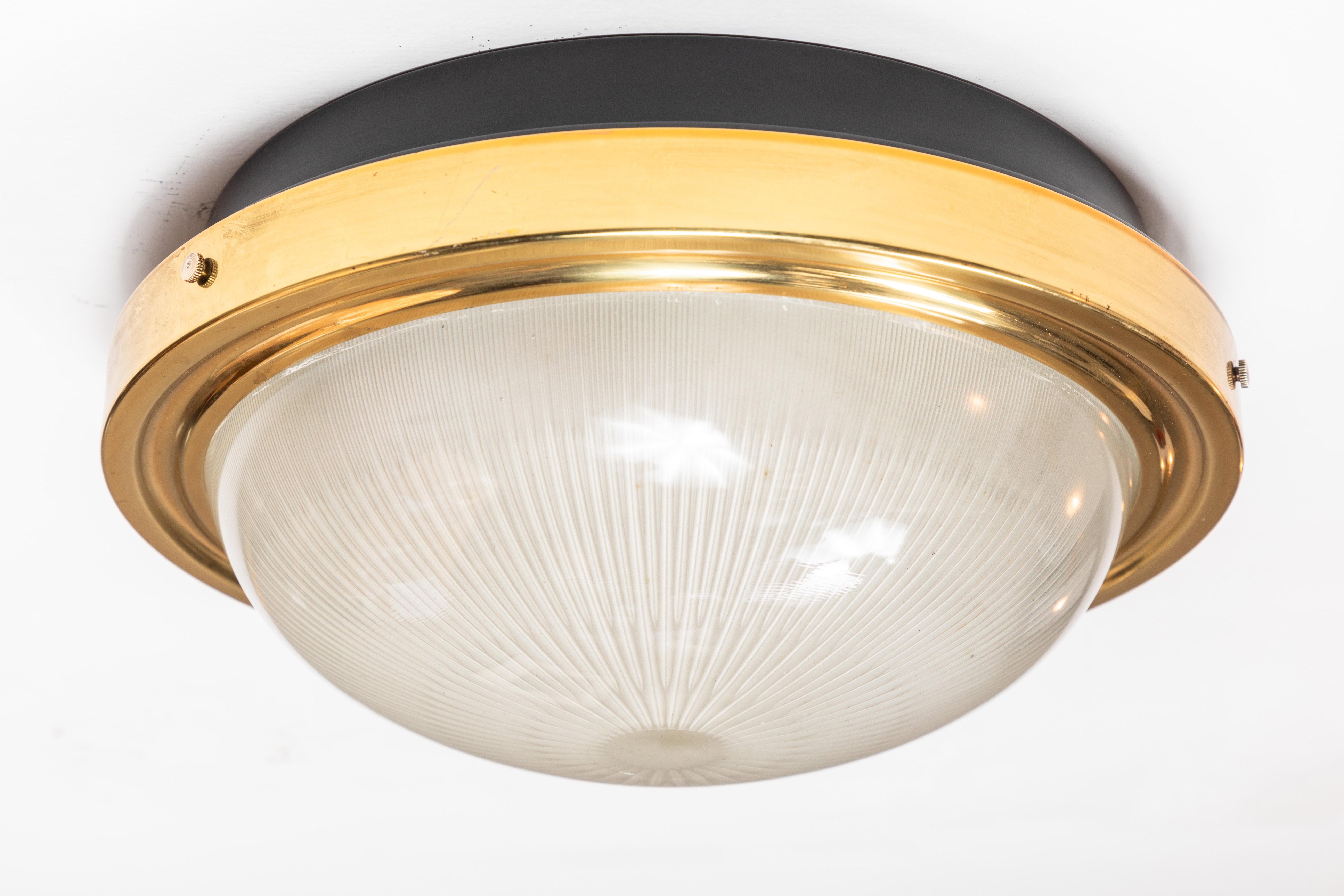Italian 1960s Sergio Mazza Brass and Glass Wall or Ceiling Light for Artemide