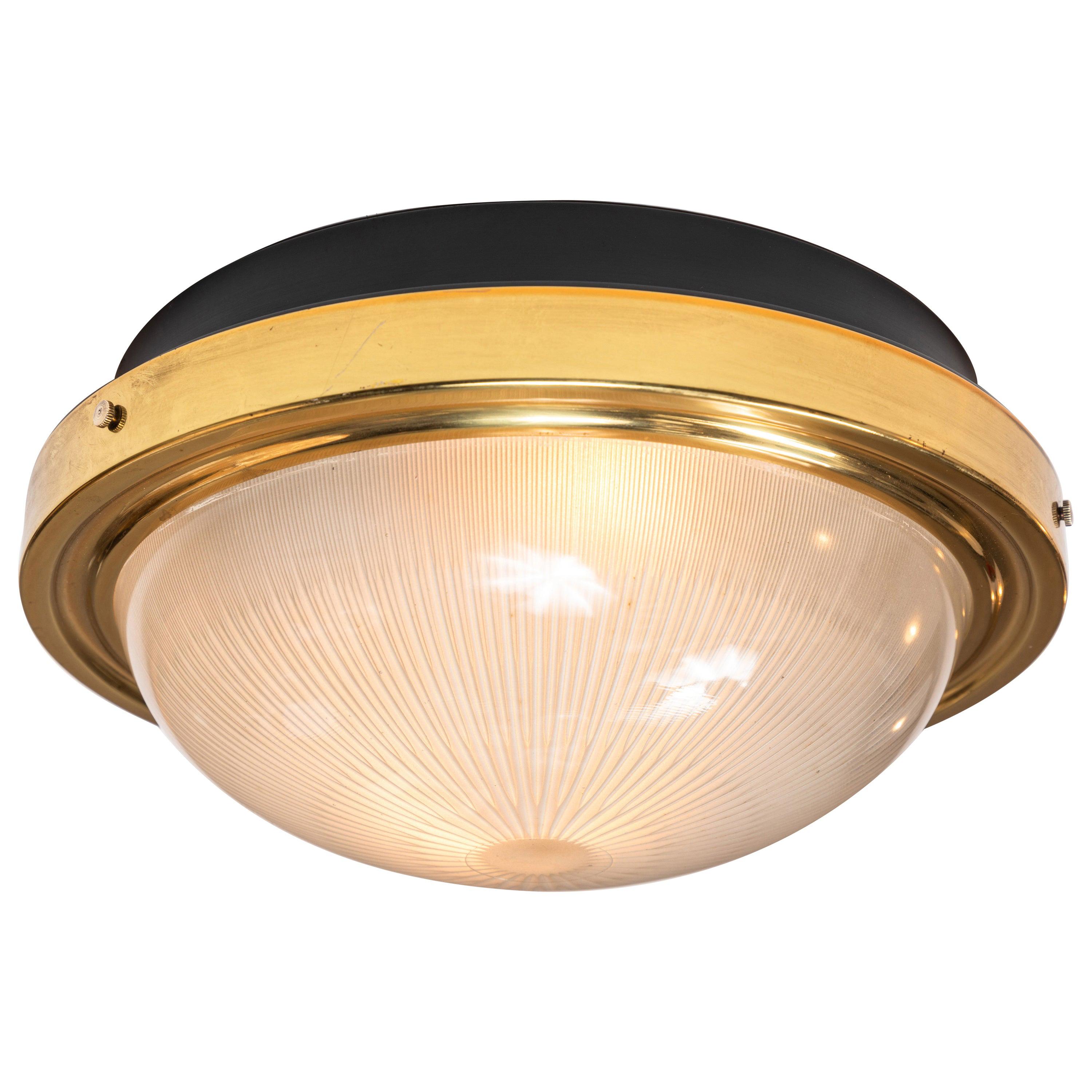 1960s Sergio Mazza Brass and Glass Wall or Ceiling Light for Artemide