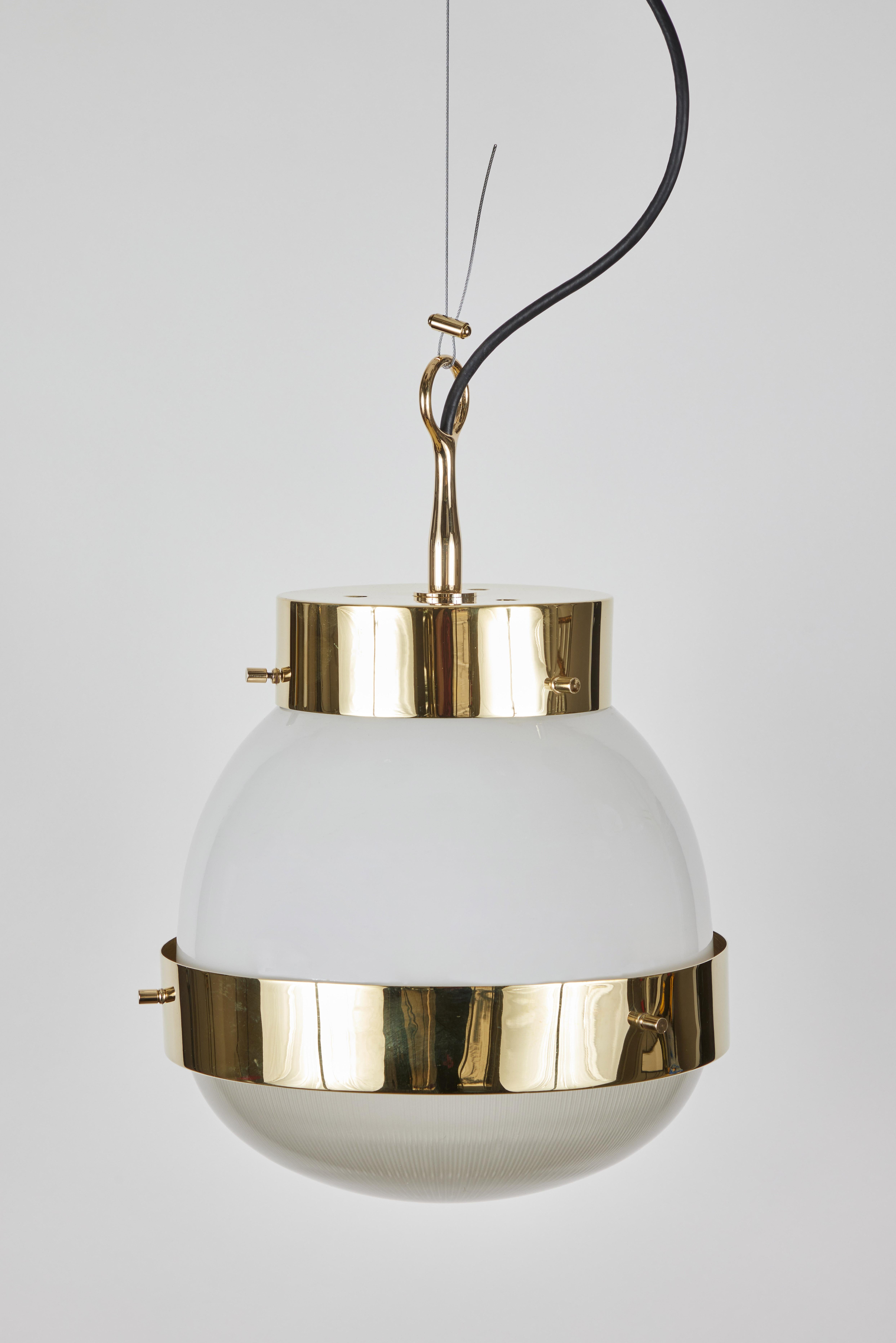 1960s Sergio Mazza Brass 'Delta' Pendant for Artemide For Sale 3