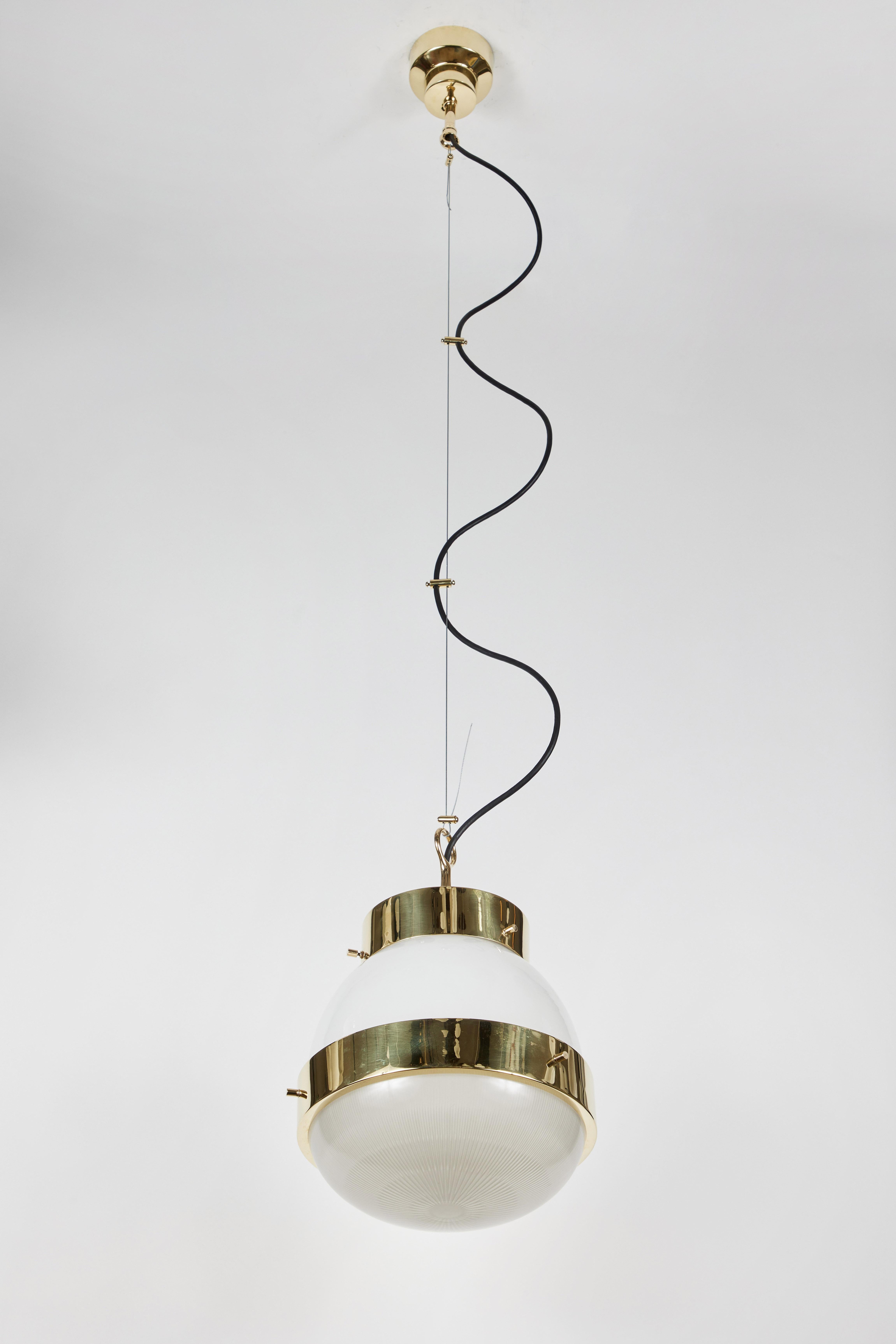 1960s Sergio Mazza Brass 'Delta' Pendant for Artemide For Sale 4