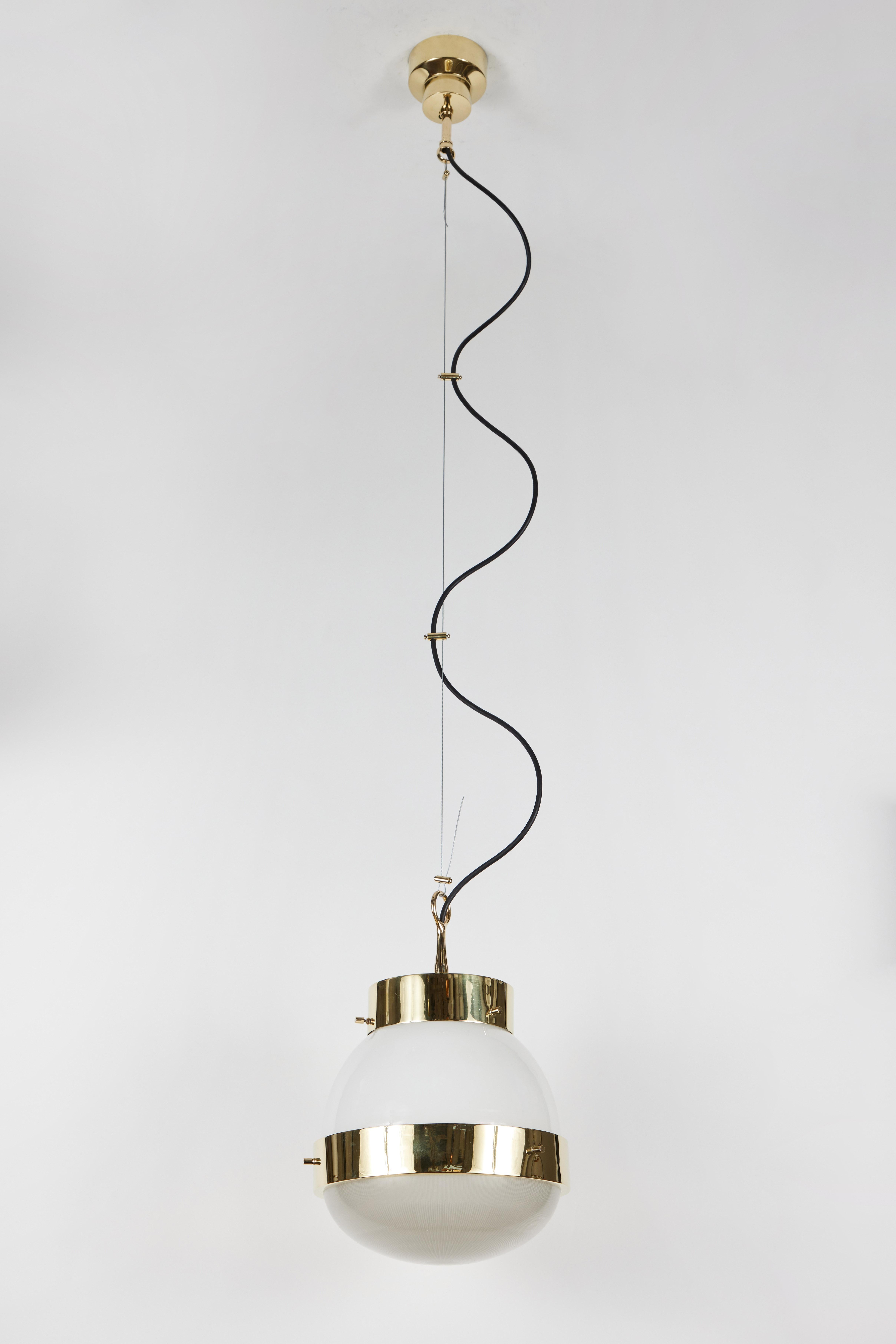 1960s Sergio Mazza Brass 'Delta' Pendant for Artemide For Sale 5