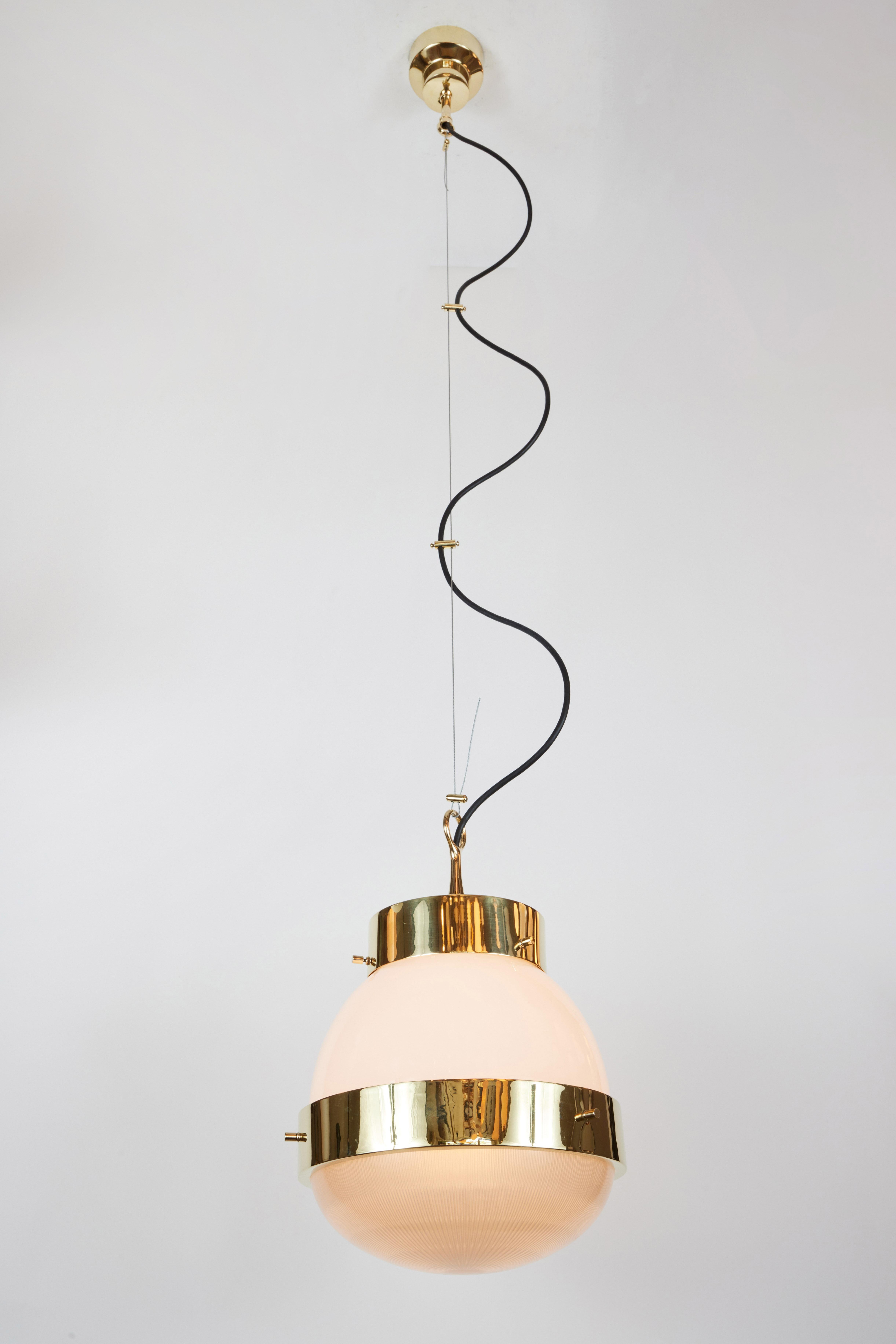 Mid-Century Modern 1960s Sergio Mazza Brass 'Delta' Pendant for Artemide For Sale