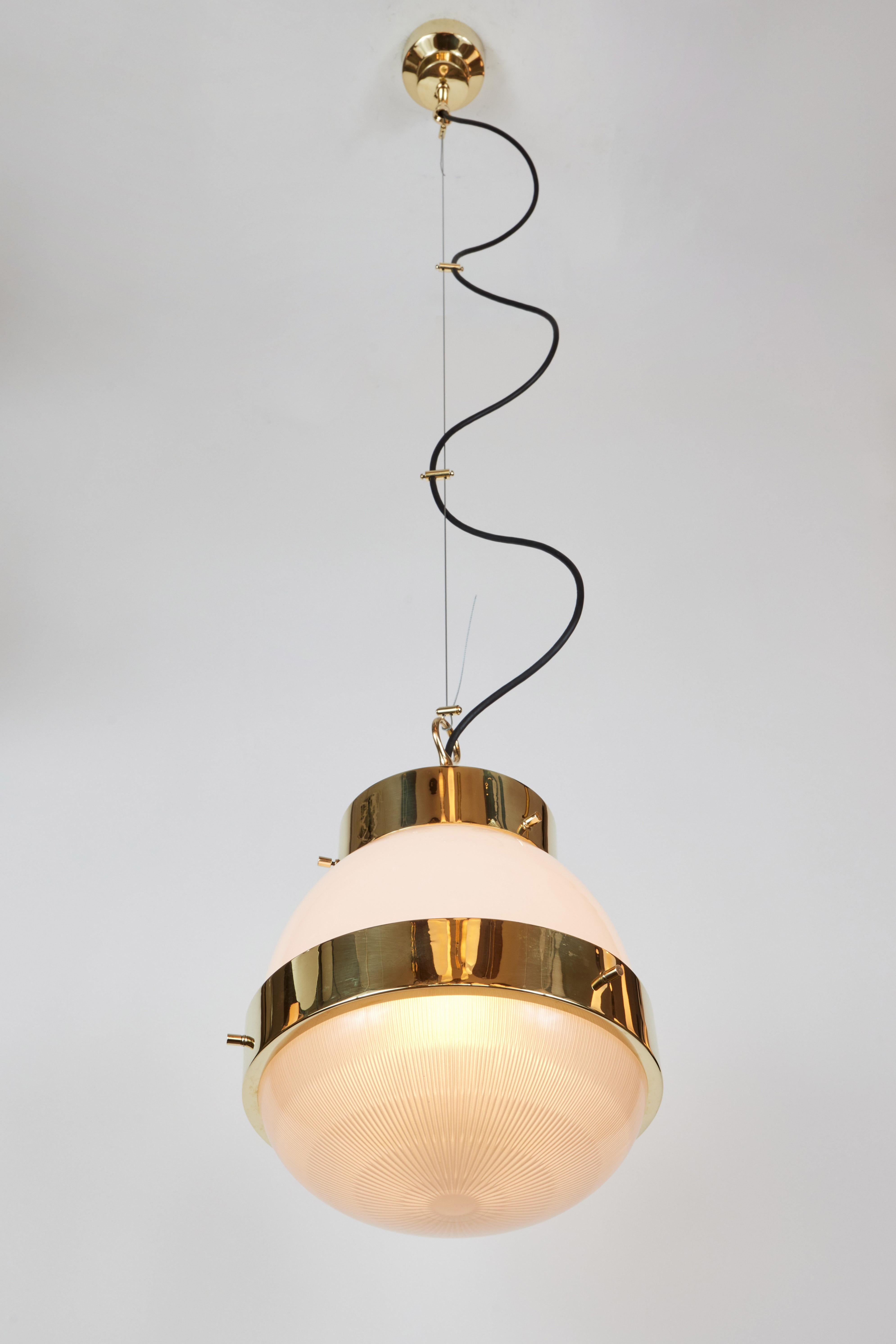 Pressed 1960s Sergio Mazza Brass 'Delta' Pendant for Artemide For Sale