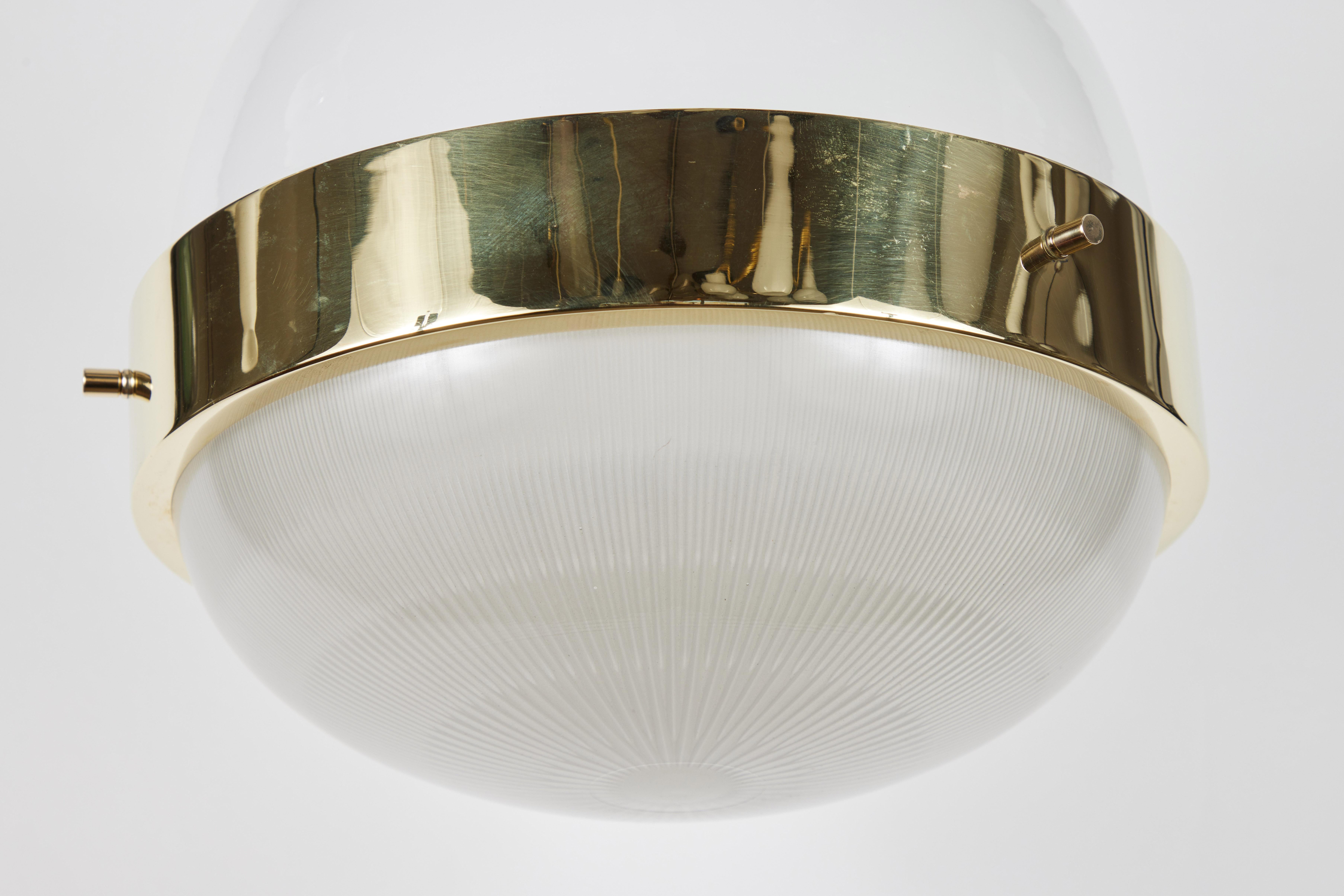Glass 1960s Sergio Mazza Brass 'Delta' Pendant for Artemide For Sale