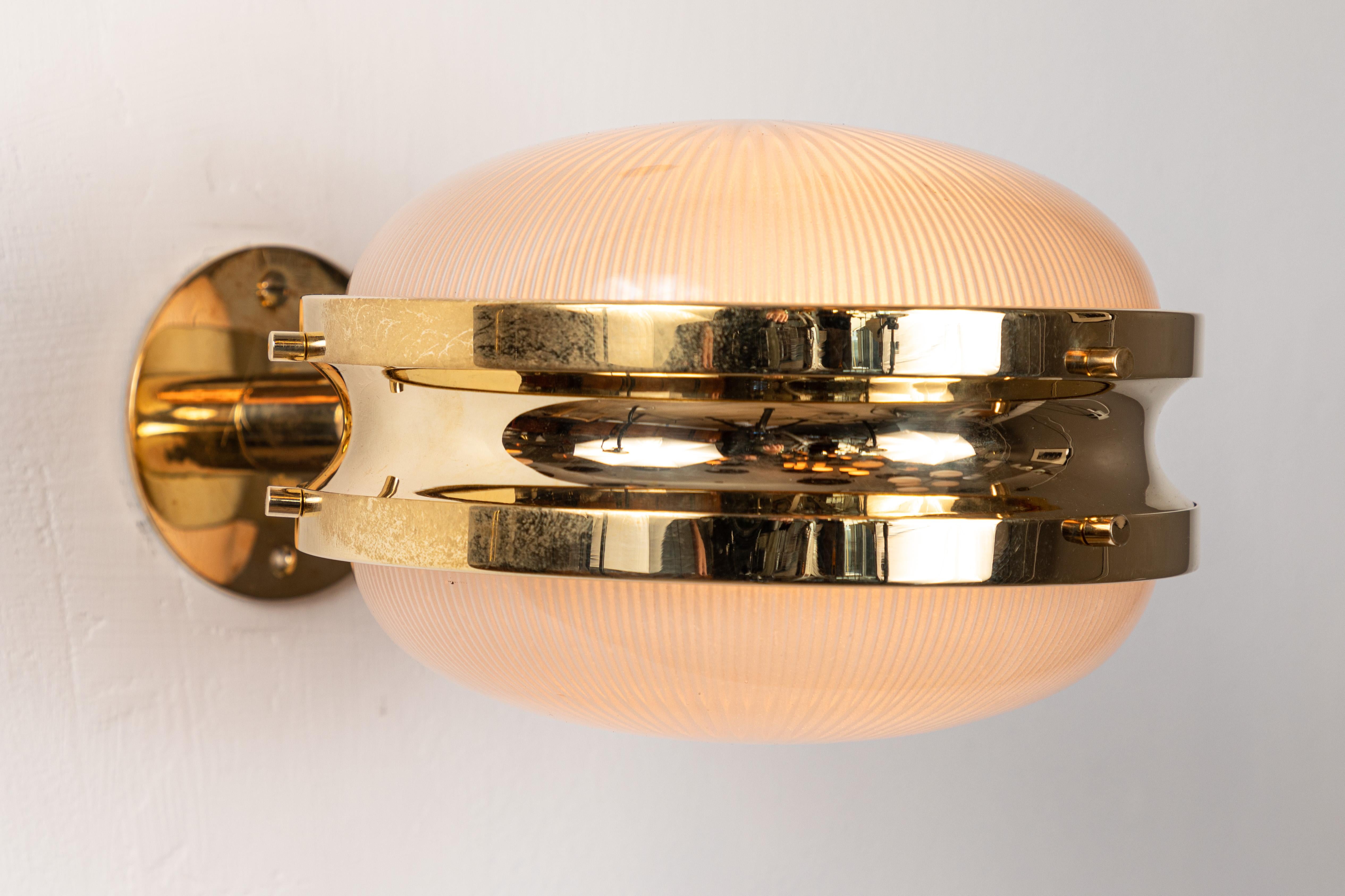 Mid-Century Modern 1960s Sergio Mazza Brass 'Gamma' Wall or Ceiling Lights for Artemide