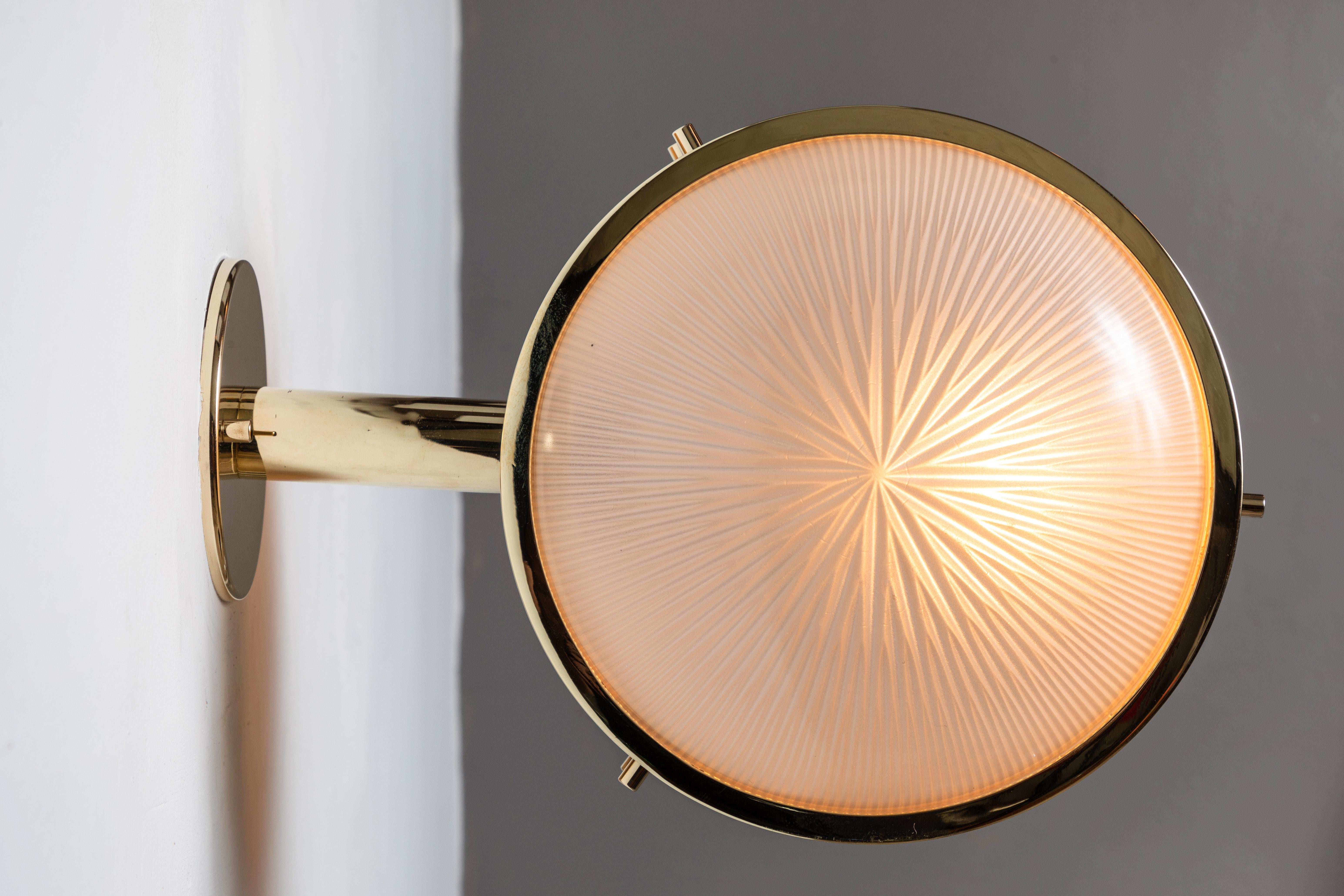 Glass 1960s Sergio Mazza Brass 'Gamma' Wall or Ceiling Light for Artemide